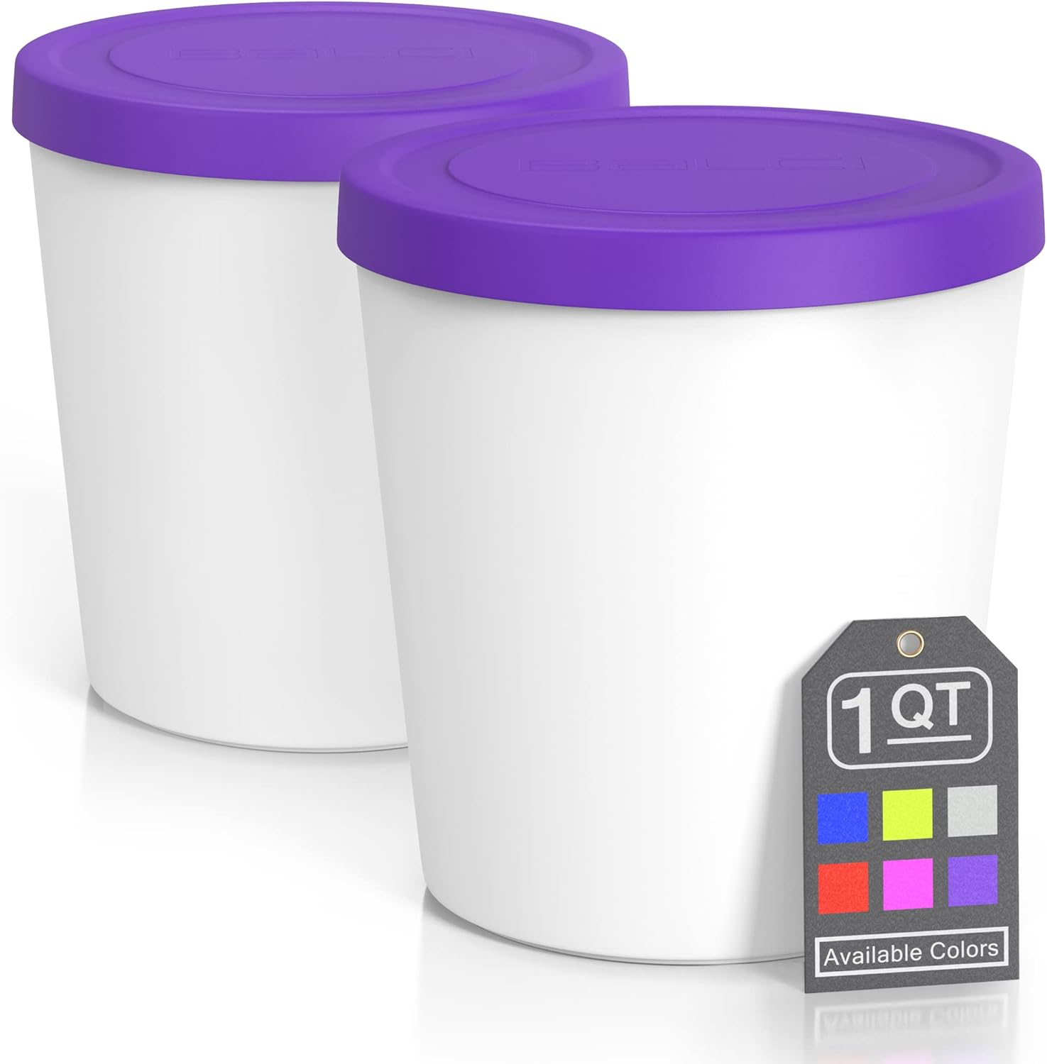 BALCI - Premium Ice Cream Containers (2 Pack - 1 Quart Each) Perfect Freezer Storage Tubs with Lids for Ice Cream, Sorbet and Gelato! - Mint - Blue image number 3