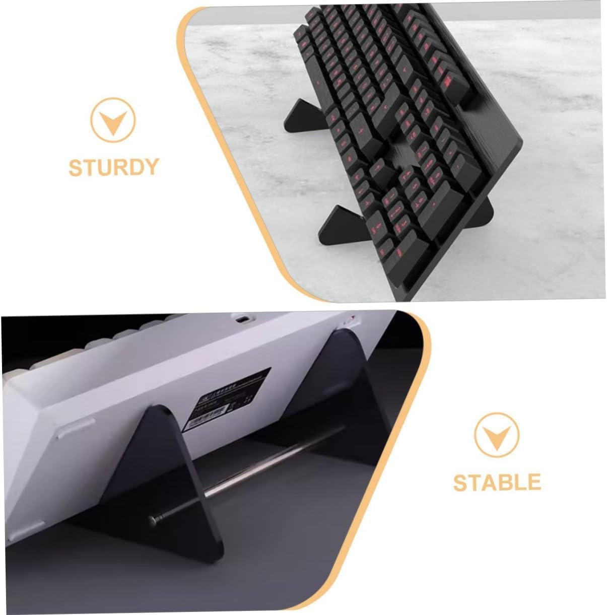 2Pcs Computer Keyboard Stand Book Display Stand Keyboard Stand for Desktop Mechanical Keyboard Stand Keyboard Display Shelf Photo Holder Stand Keyboard Holder Stainless Steel (Black) image number 5