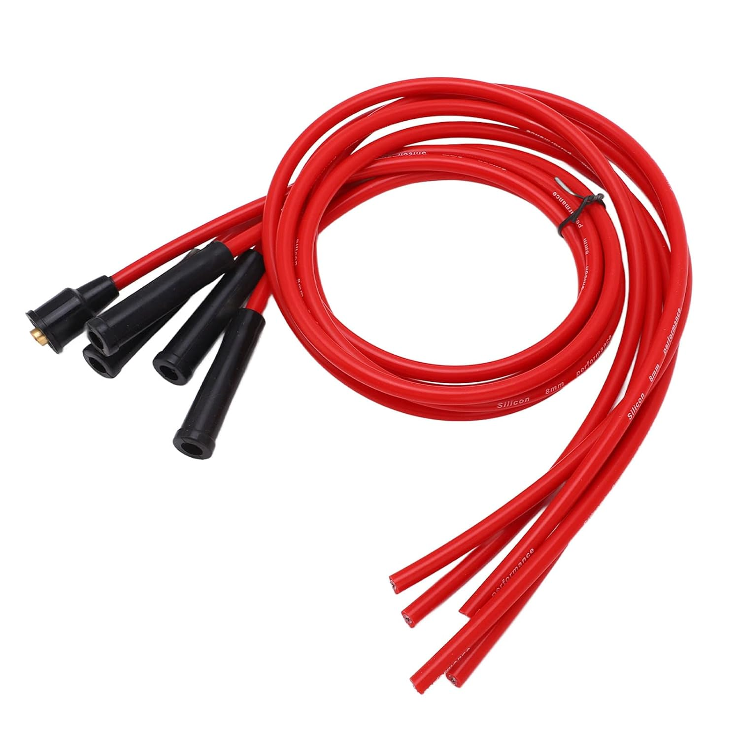 Ignition Wire, Spark Plug Ignition Wire Set 1M Red 8Mm for 4 Cylinder Classic Car image number 4