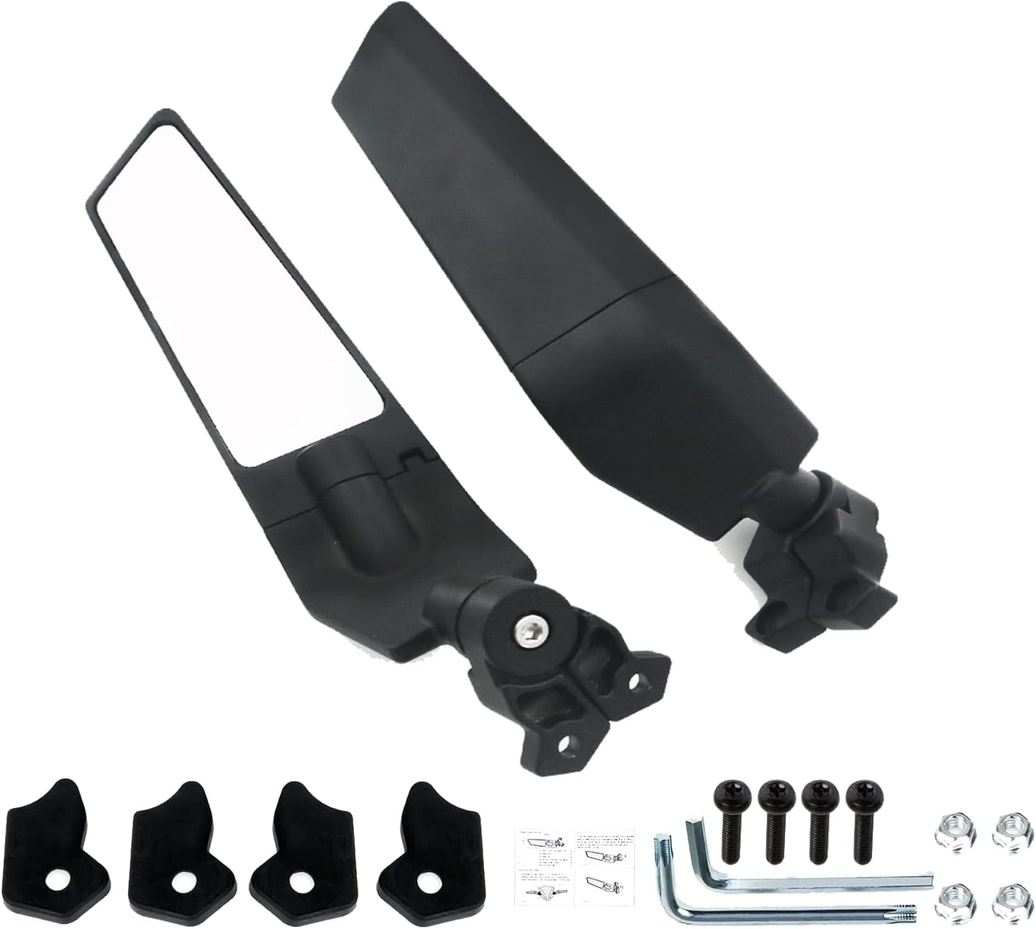 Motorcycle Side Mirrors, Adjustable Stealth Mirrors Fit for 2018-2023 KAWASAKI Ninja 400/650 ZX10R/ZX6R/ZX-636 Honda CBR600RR/CBR1000RR Wind Wing Mirror Rotating Black