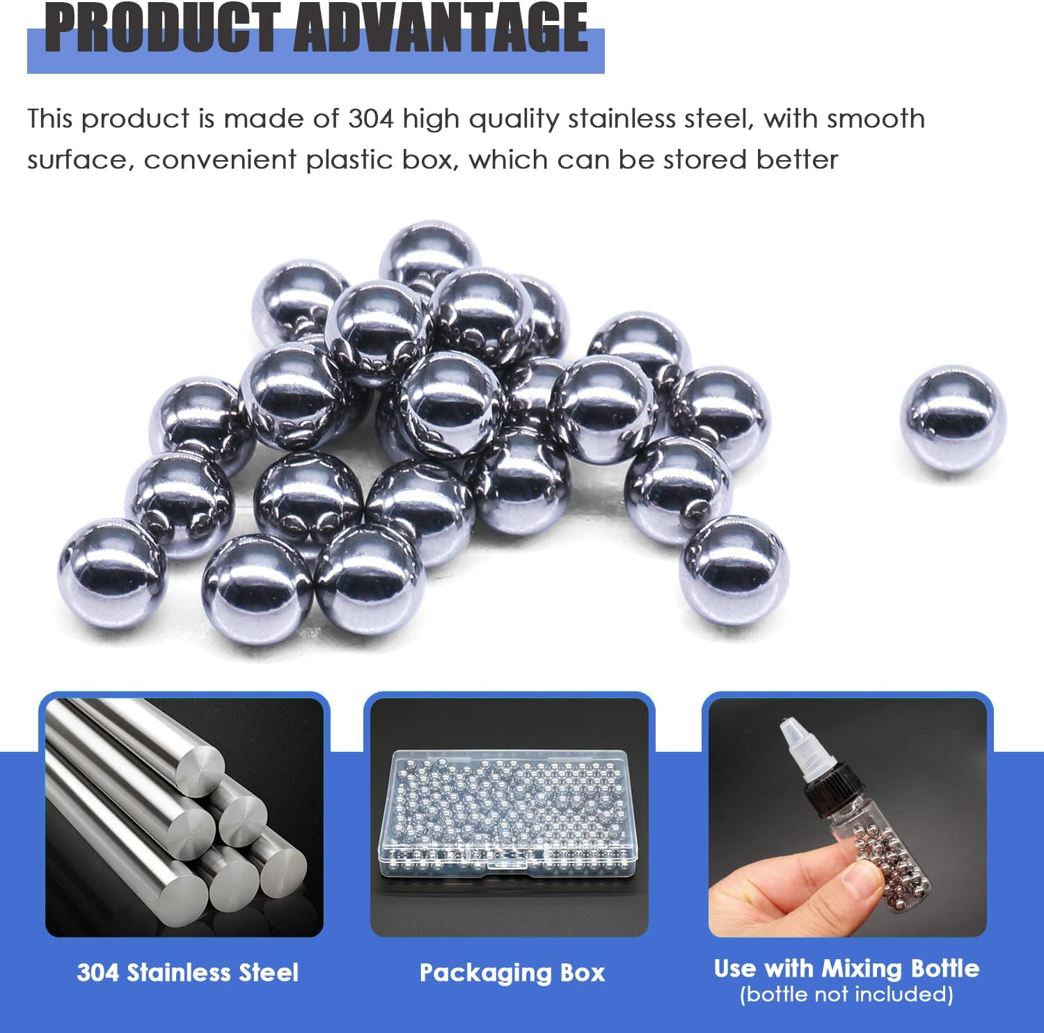 120 Pcs Paint Mixing Balls, Stainless Steel Mixing Agitator Balls for Mixing Model Paints, Bearing Steel Balls, Nail Polish Mixing Agitator Balls, 5Mm
