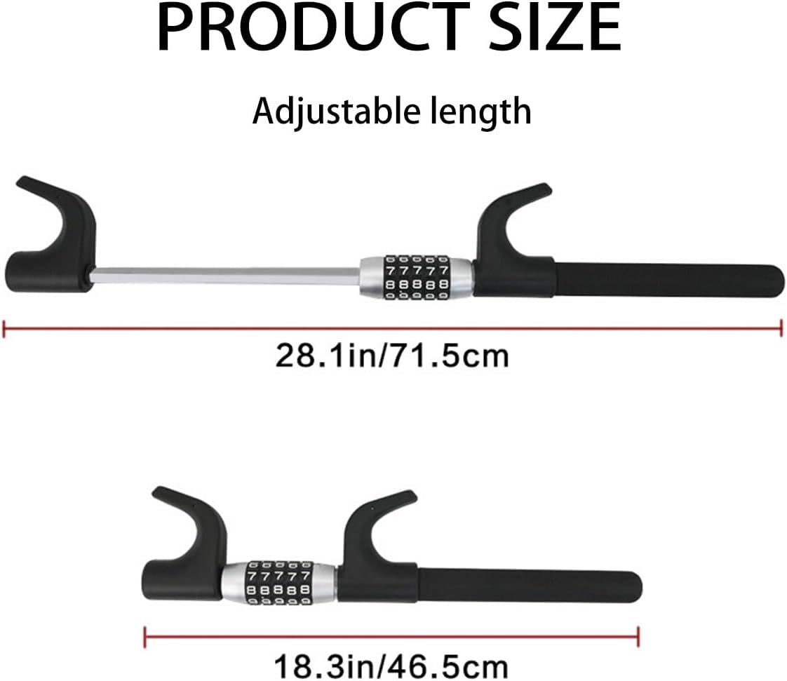 AIMALL Adjustable Steering Wheel Code Lock for Cars, Heavy-Duty Anti-Theft Security Lock with Steel Body and Combination Lock, 18.3In&ndash;28.1In, Black, Scratch-Resistant Cover image number 5
