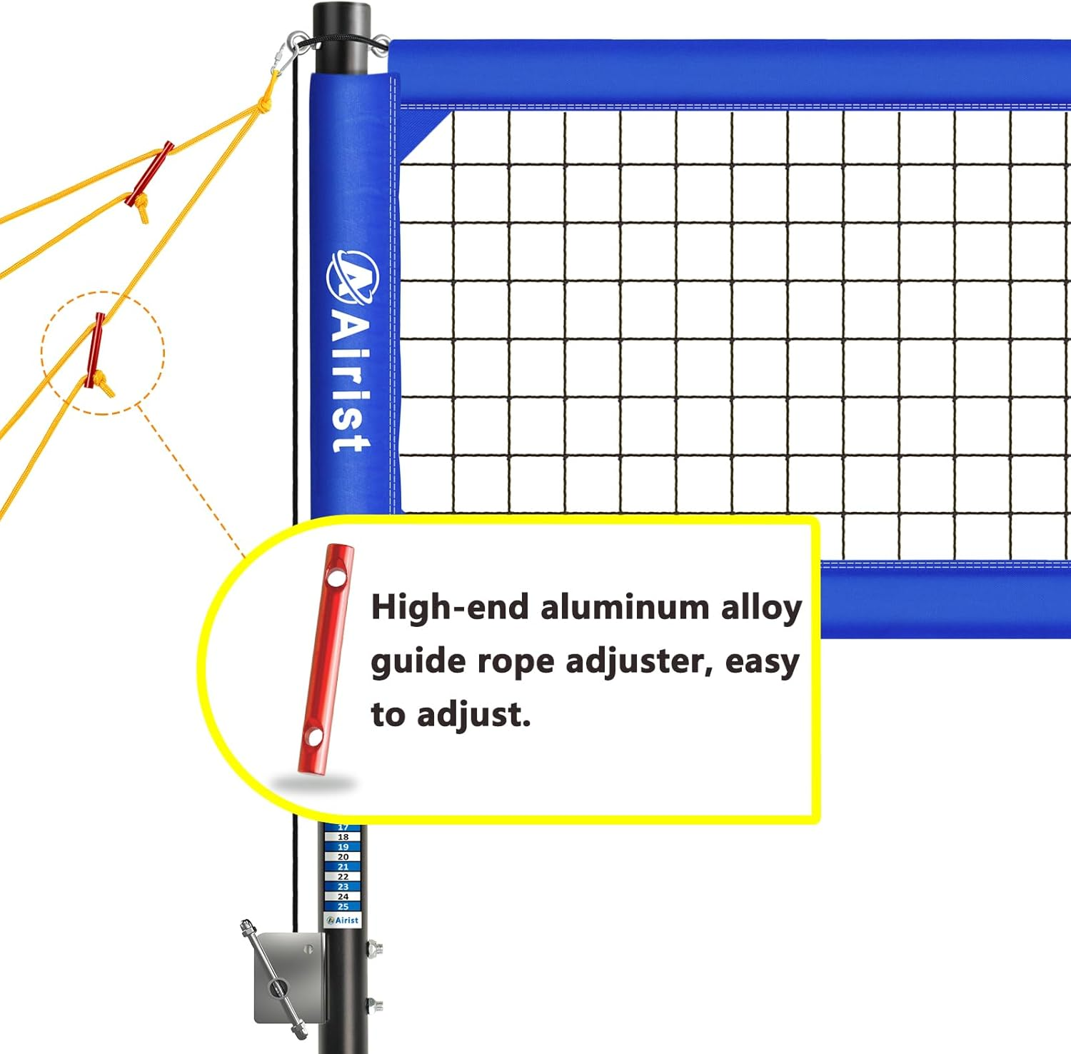 Heavy Duty Volleyball Net Outdoor with Steel Anti-Sag System, Adjustable Aluminum Poles, Professional Volleyball Nets Set for Backyard and Beach, Volleyball and Carrying Bag image number 6