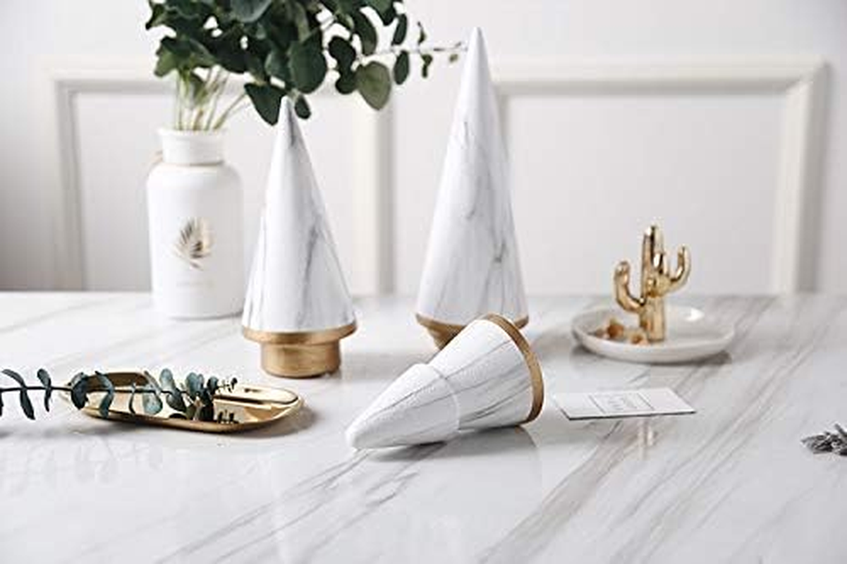 Kiaotime Simple Elegant Ceramic White Gold Christmas Tree Tabletop Counter Centerpiece Mantel Shelf Home Decor Accents Xmas Christmas Tree Decoration Ornament (Complete Set of 3) image number 5