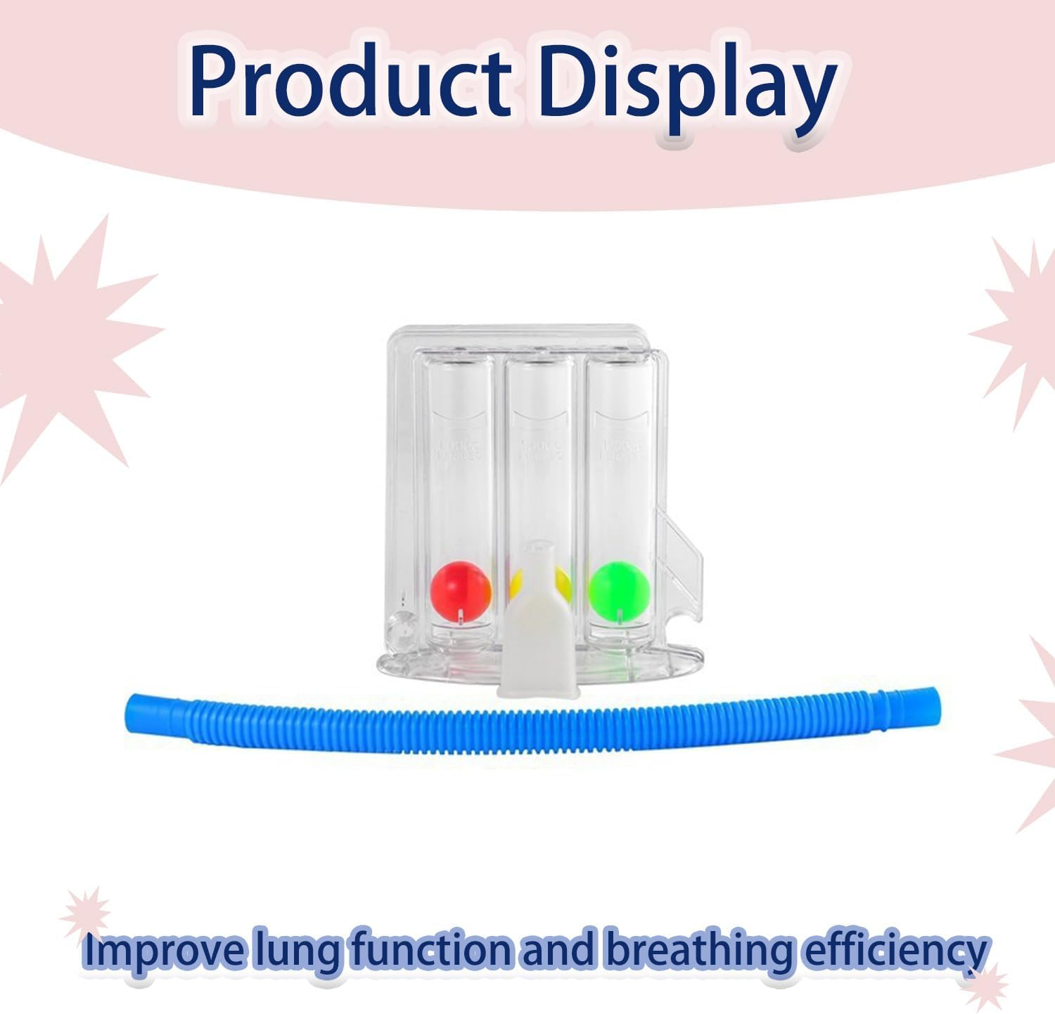 Roczential 1 Piece Lung Trainer, Natural Breathing Exerciser Trainer, Washable 3-Ball Incentive Spirometer for Inspiratory Breathing Function, Breathing Measurement Device With image number 4