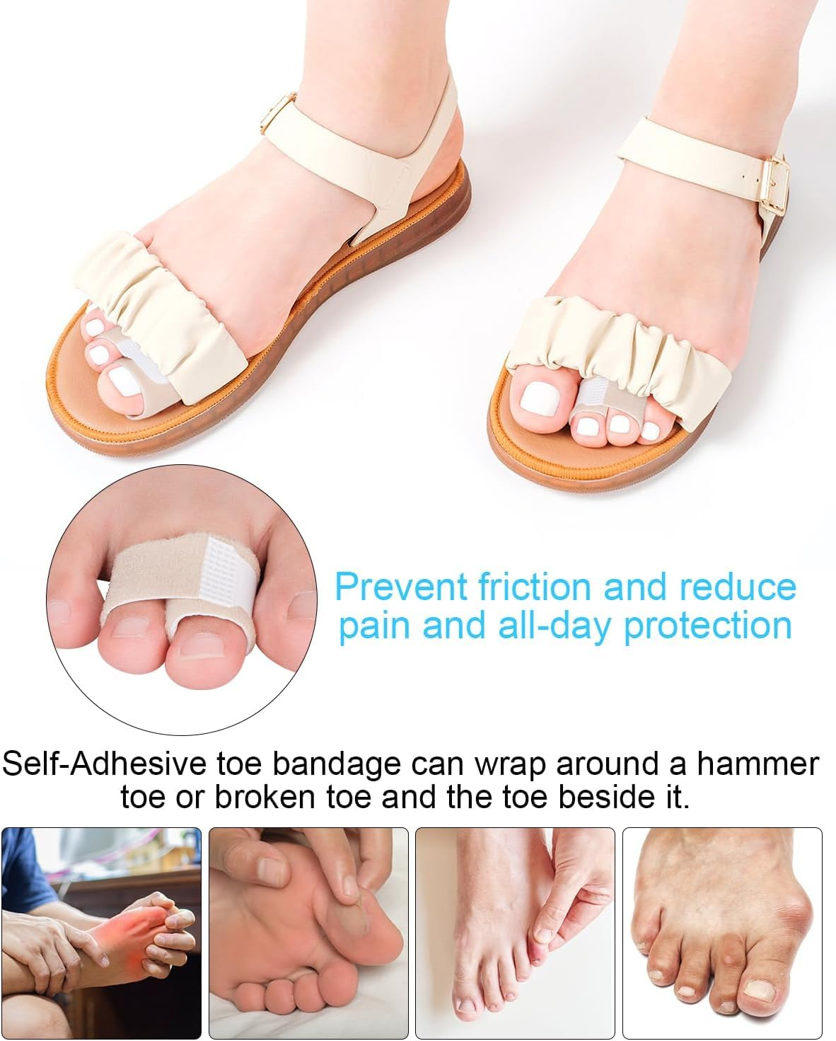 8 Pieces Broken Toe Wraps Hammer Toe Straightener, Hammer Toe Splints, Toe Cushioned Bandages Cushioned Bandages Hammer Toe Separator Splints