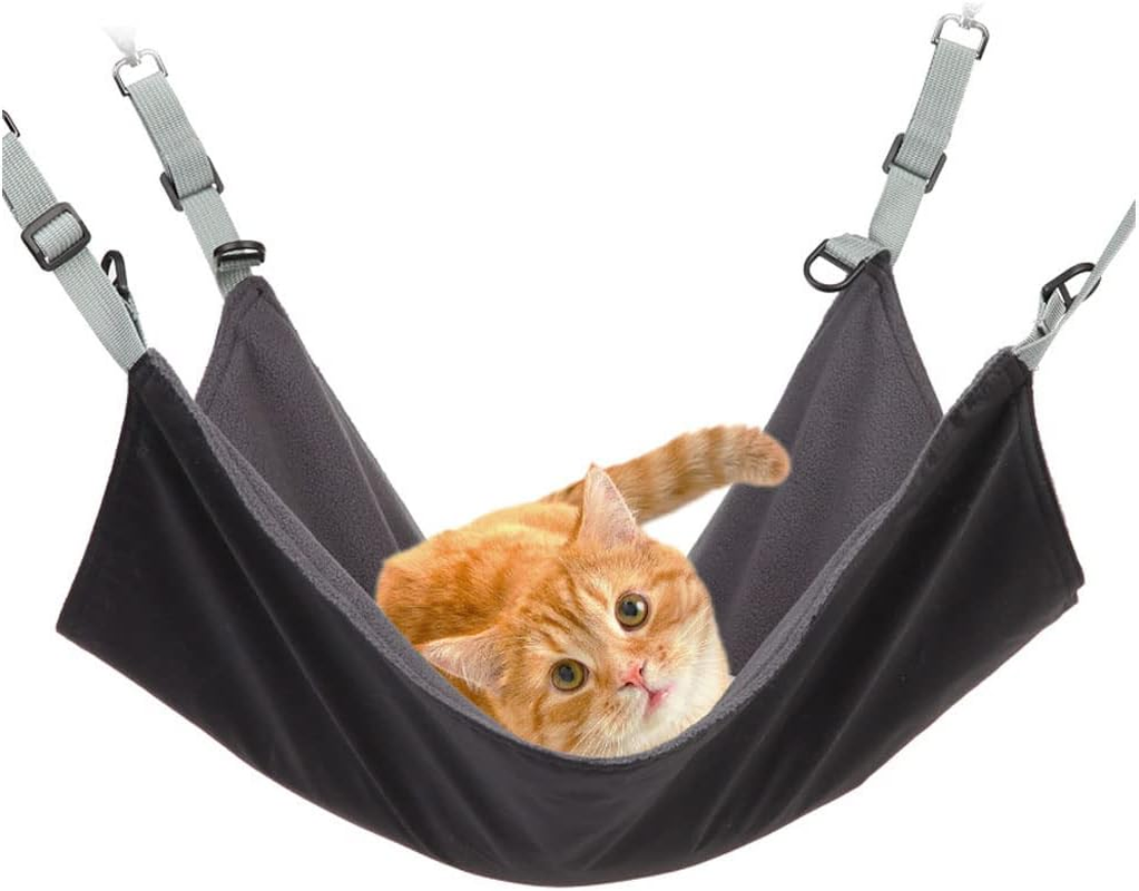 Slowton Hanging Cat Hammock, Adjustable Cat Bed for Cage, Two Sides Reversible Comfortable Waterproof Resting Sleepy Pad with Adjustable Straps and Metal Hooks for Cats Small Dogs Other Small Animals image number 3