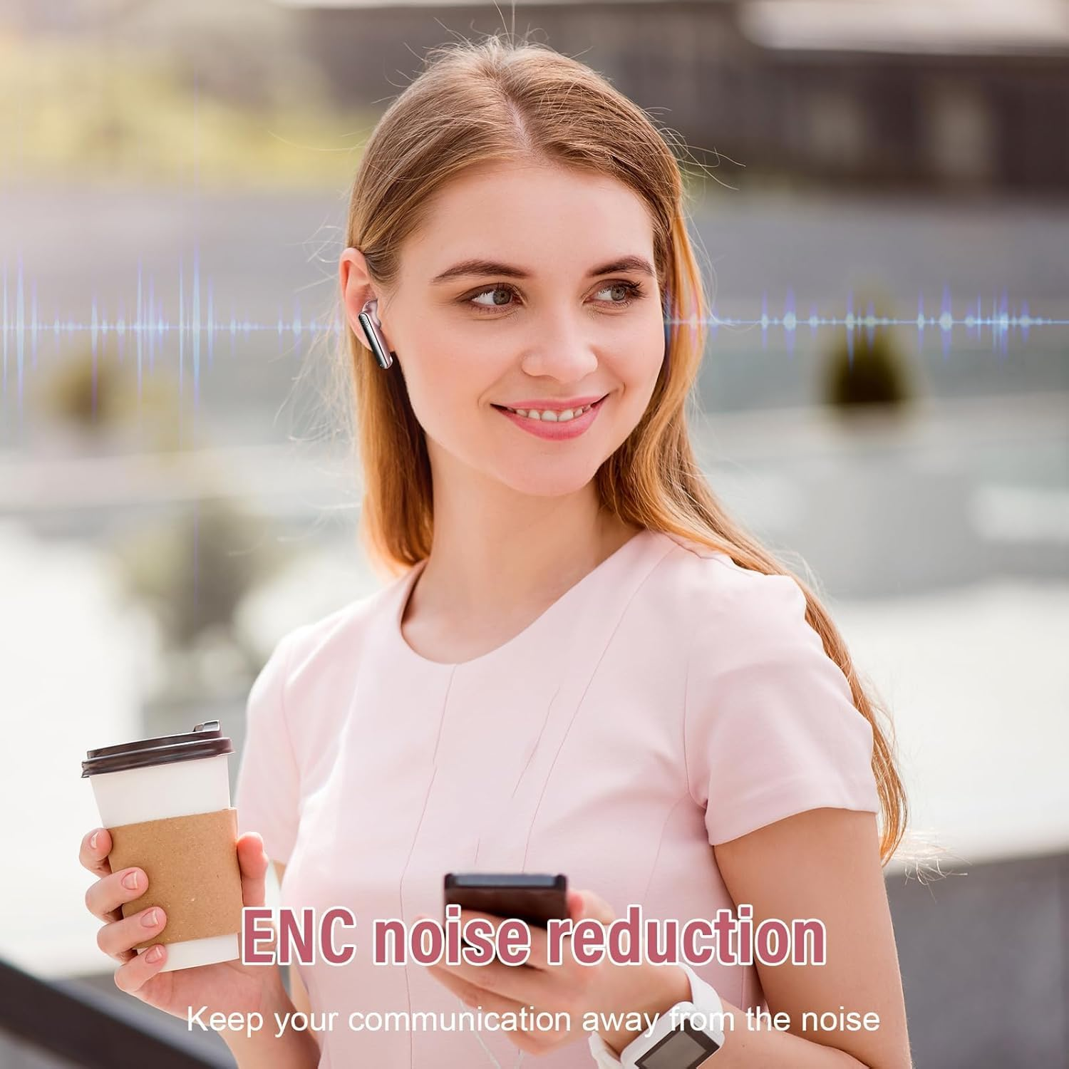 AI Language Translator Earbuds with Audio and Video Calls, 3-In-1 Bluetooth 5.3 Translation Earbuds with 164 Real Time Languages Pink image number 2