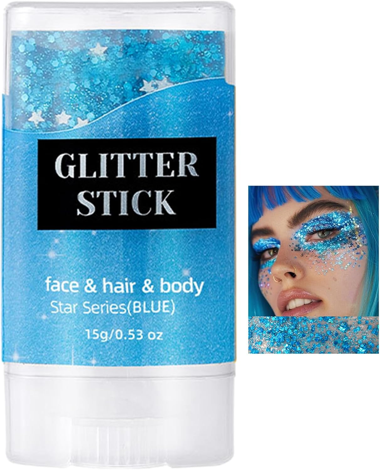 Wjnflqn Shiny Glitter Stick - Festival Makeup Face Glitter Stick | Cosmetic Shimmer Makeup Versatile Sparkling Accessories for Party Celebration Stage Performance - Blue image number 6