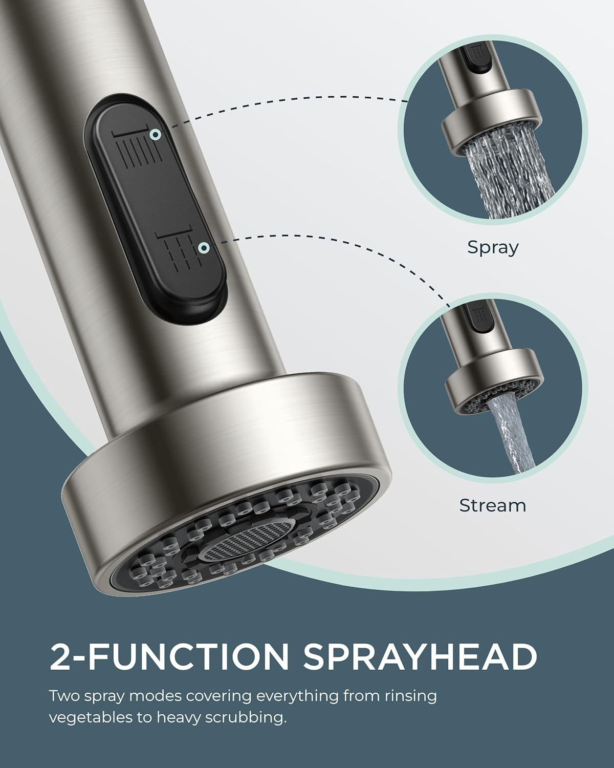 FORIOUS WELS Kitchen Tap with Pull down Sprayer, Stainless Steel Utility Single Handle Spring Sink, Kitchen Taps for Farmhouse Camper Laundry Rv Bar - Stainless Steel image number 3