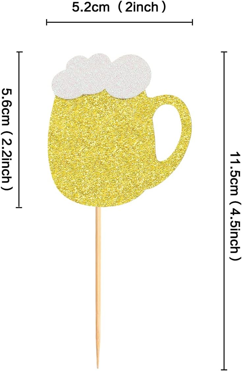 24 Pack Beer Mug Cupcake Toppers Cheers Beer Mug Cupcake Picks for Cheers Beer Festival Birthday Wedding Anniversary Party Cake Decorations Supplies image number 3