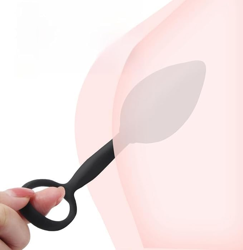 Silicone Anal Plug and Massage Penis Ring for Men and Women, Waterproof Anal Plug with Pull Ring Adult Sex Toy image number 1