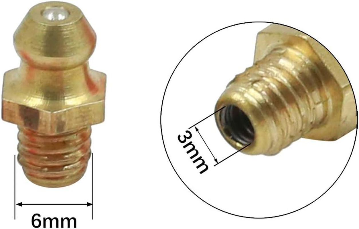 X AUTOHAUX Brass M6 M8 M10 Thread Straight Grease Nipple Fittings Kit for Car 5 Set