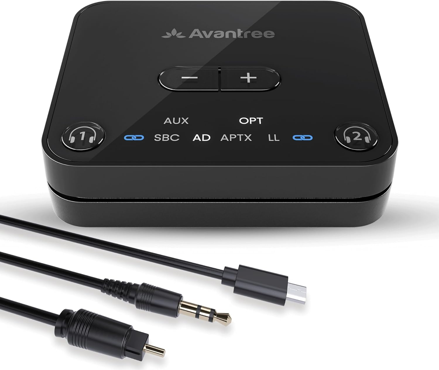 Avantree Audikast 3 - Bluetooth 5.3 Transmitter for TV with Optical or AUX Audio Output Port, Aptx-Adaptive, Dual Link for 2 Headphones, and 100Ft Long Range image number 3