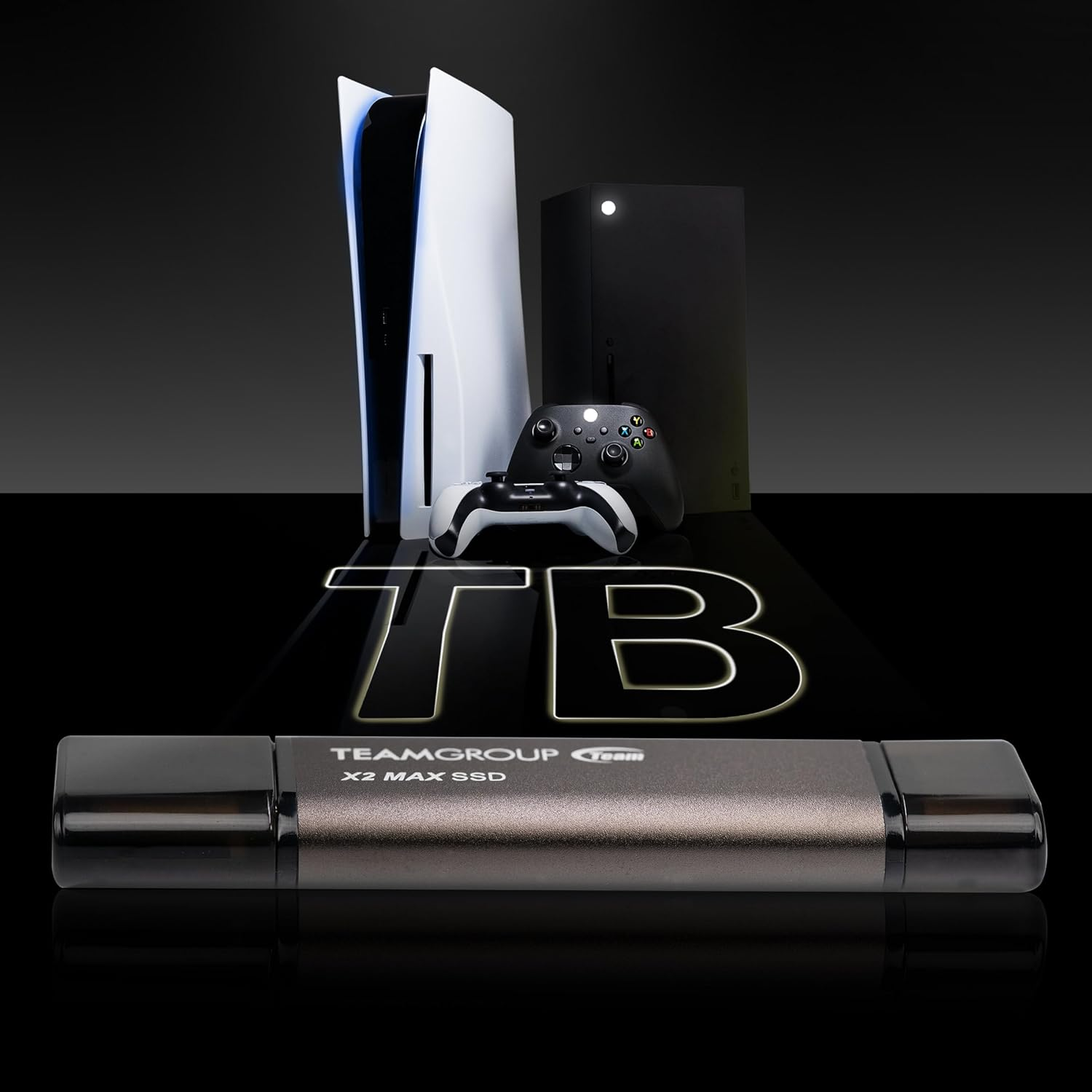 TEAMGROUP 2TB X2 MAX External/Portable SSD 1000Mb/S, Dual USB Hard Drive Compatible with Iphone17&Ipad&Mac, Steam Deck/Pc/Windows/Android/Ps5/Laptop/Tesla, Type C &A, USB 3.2 Gen2 TX2MAX32TBT01 image number 2