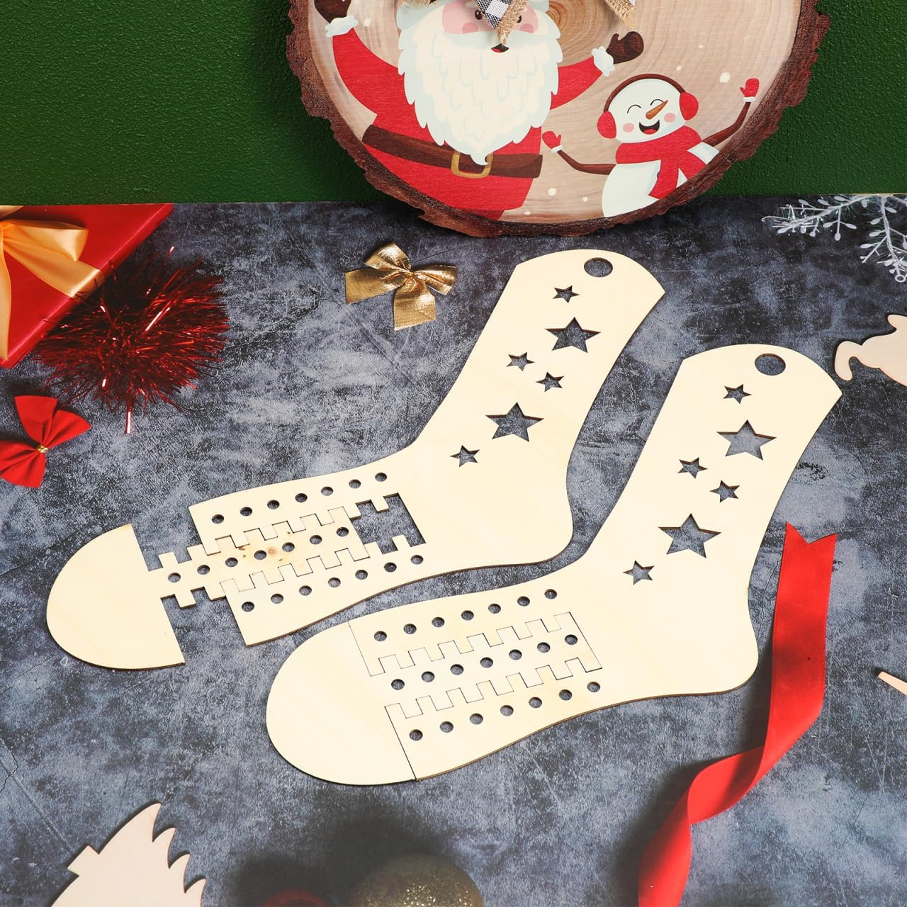 Operitacx DIY Knitting Molds 2 Pieces Wooden Sock Blockers for Sock Blocking Display image number 6