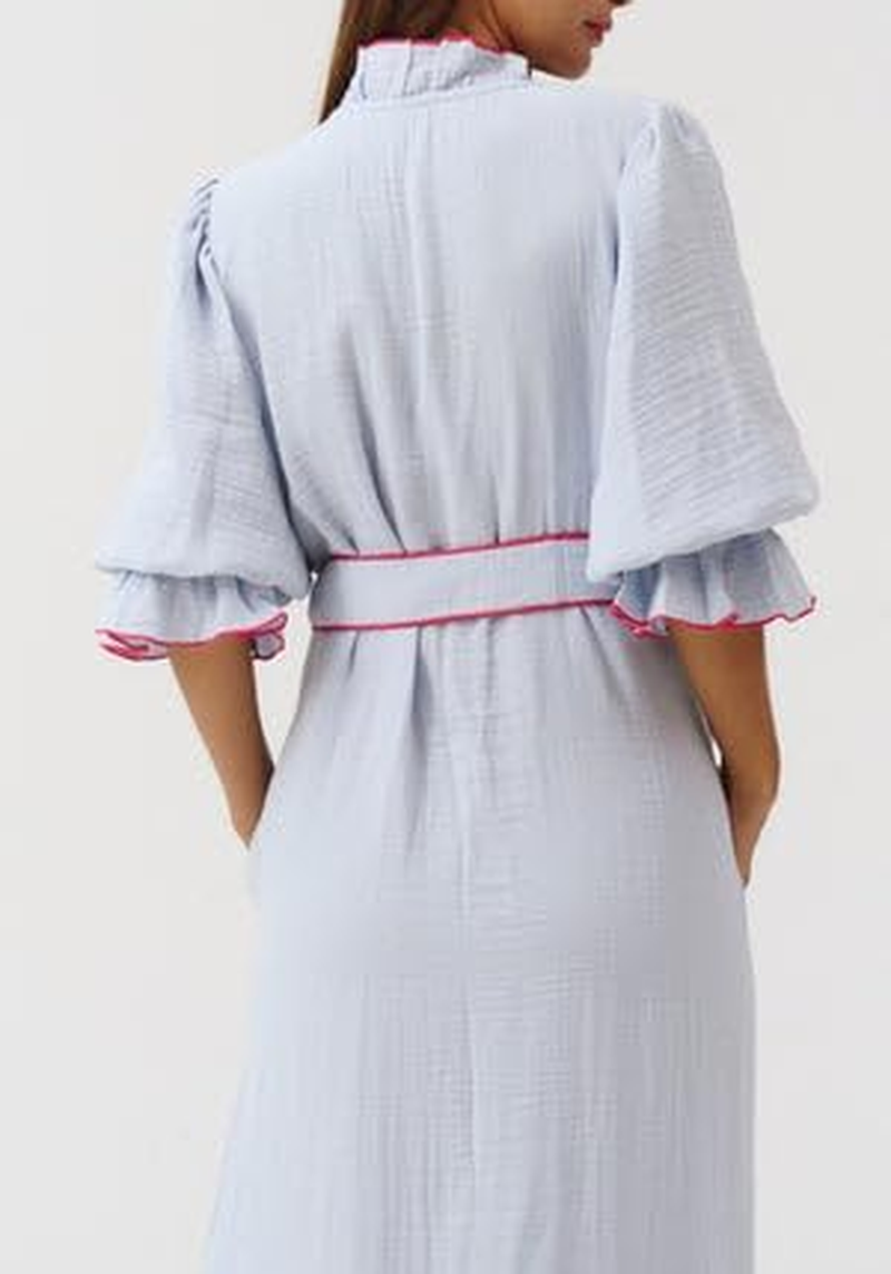 NOTHING FITS but Muslin Gauze Maternity Robe for Hospital, Nursing Nightgown Puffed Sleeves Modal & Cotton Delivery Gown image number 4