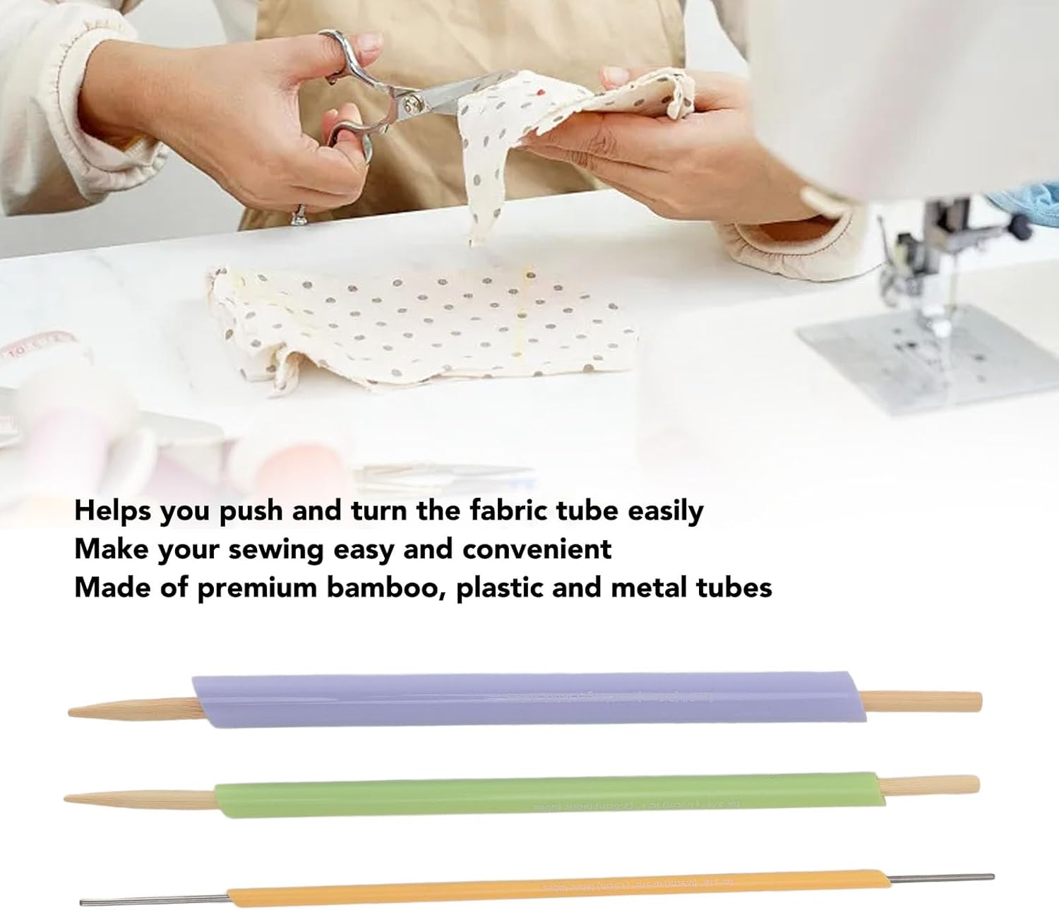 Fabric Tube Turners Set, Assorted Sizes Tube Turners Sewing Tool, Multifunctional Fast Turn Tube Turners for Crafts, DIY Handmade Knitting Accessories image number 4