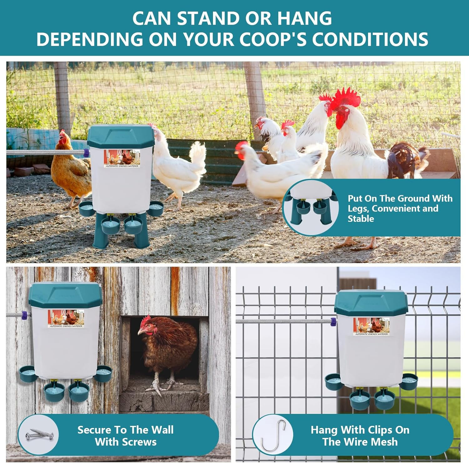 Lilyang Float-Controlled Automatic Chicken Waterer for Continuous Fresh Water, Self Filling Chicken Waterer with 60 Inch Water Hose (One End 3/4''), Suitable for Quail Duck Turkey image number 4