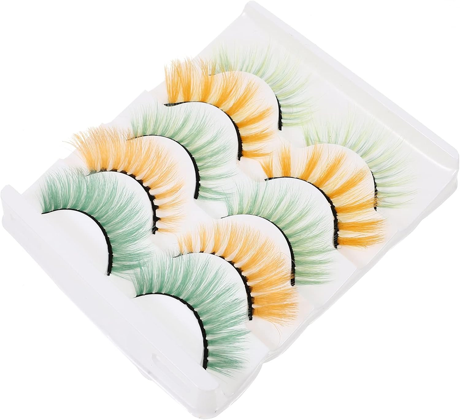 Healeved 5Pairs Colored Eyelashe,Halloween Colorful Eyelashes,Decorative Dense 3D Eyelashes,Performance False Eyelashes Beauty Tools for Halloween Cosplay Long Dramatic Party