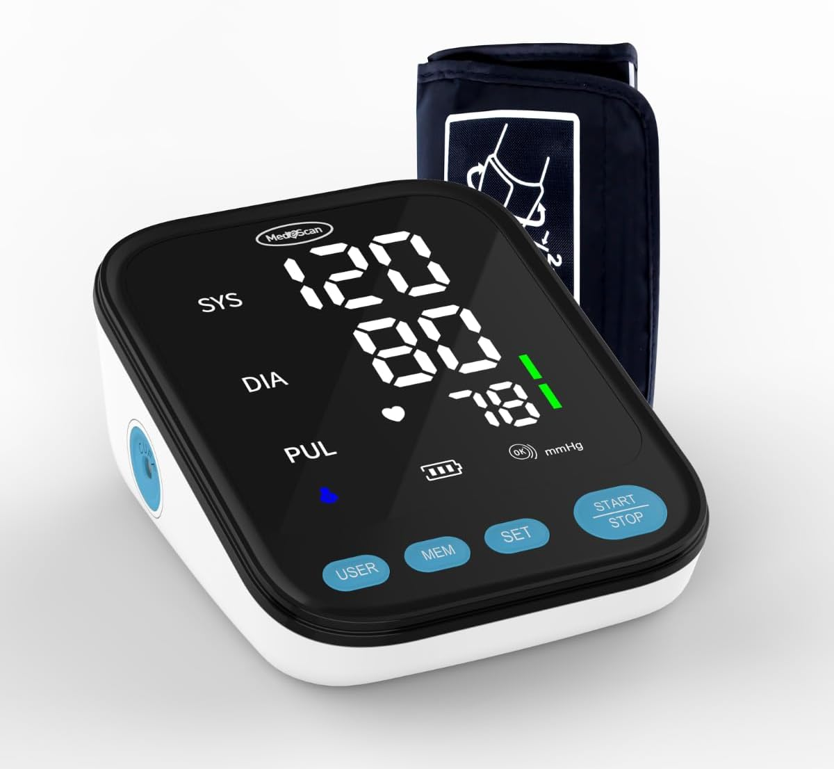 Medescan Talking Automatic Blood Pressure Monitor &ndash; Accurate Digital BP Machine with Large Cuff, LCD Display, 120 Reading Memory, Heart Rate Monitor, Portable for Home & Travel Use