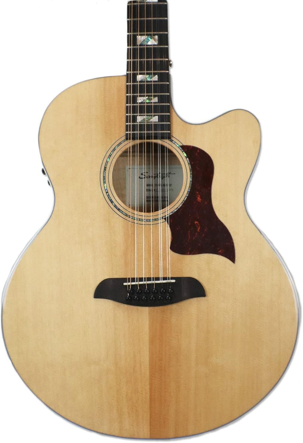 Sawtooth Solid Spruce Top Jumbo Cutaway 12 String Acoustic Electric Guitar with Flame Maple Back and Sides Right-Handed image number 5