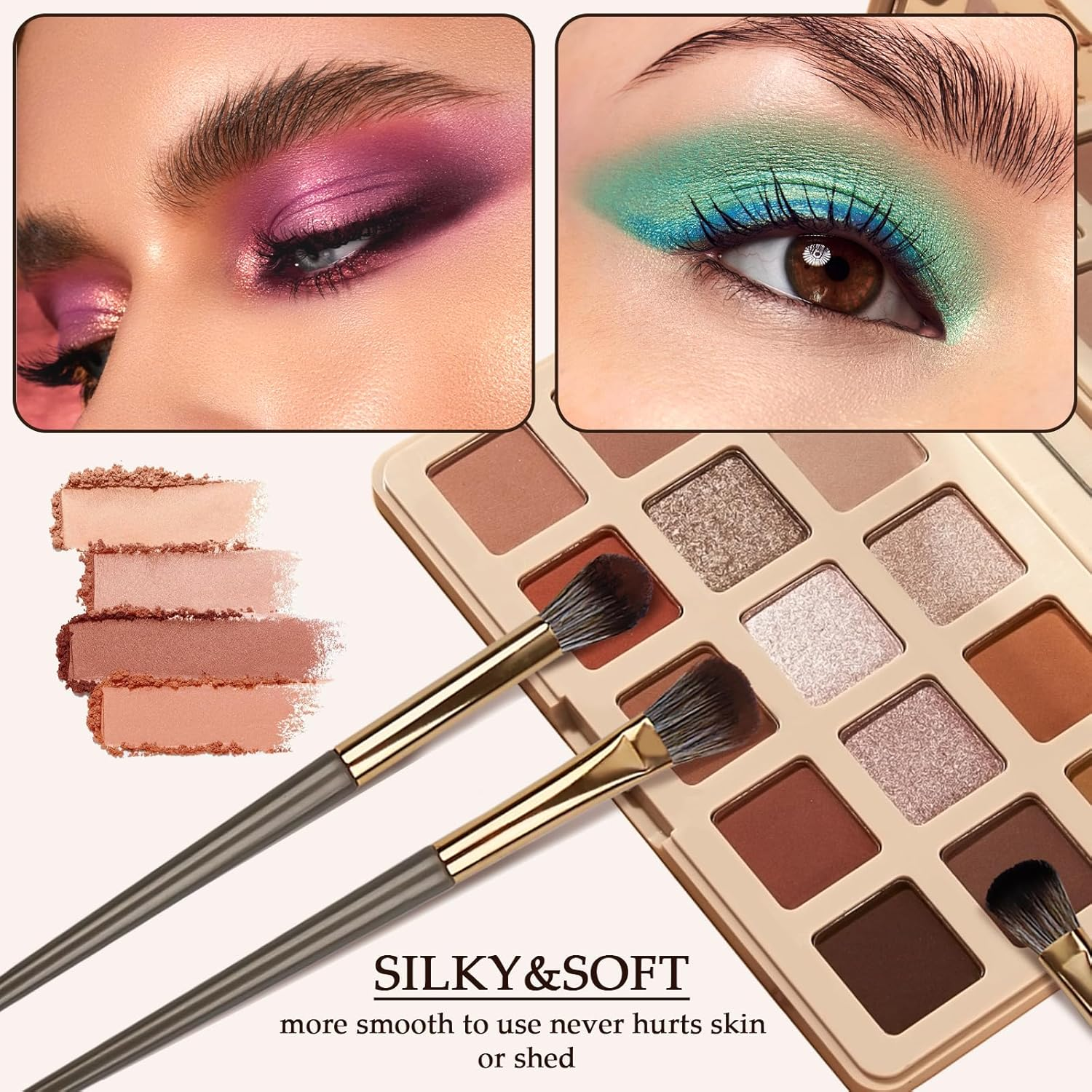 8PCS Eyeshadow Brush Set, 8 Different Eyeshadow Brush Heads, Soft Bristles and Plastic Handle, Comes with Leather Storage Bag image number 3