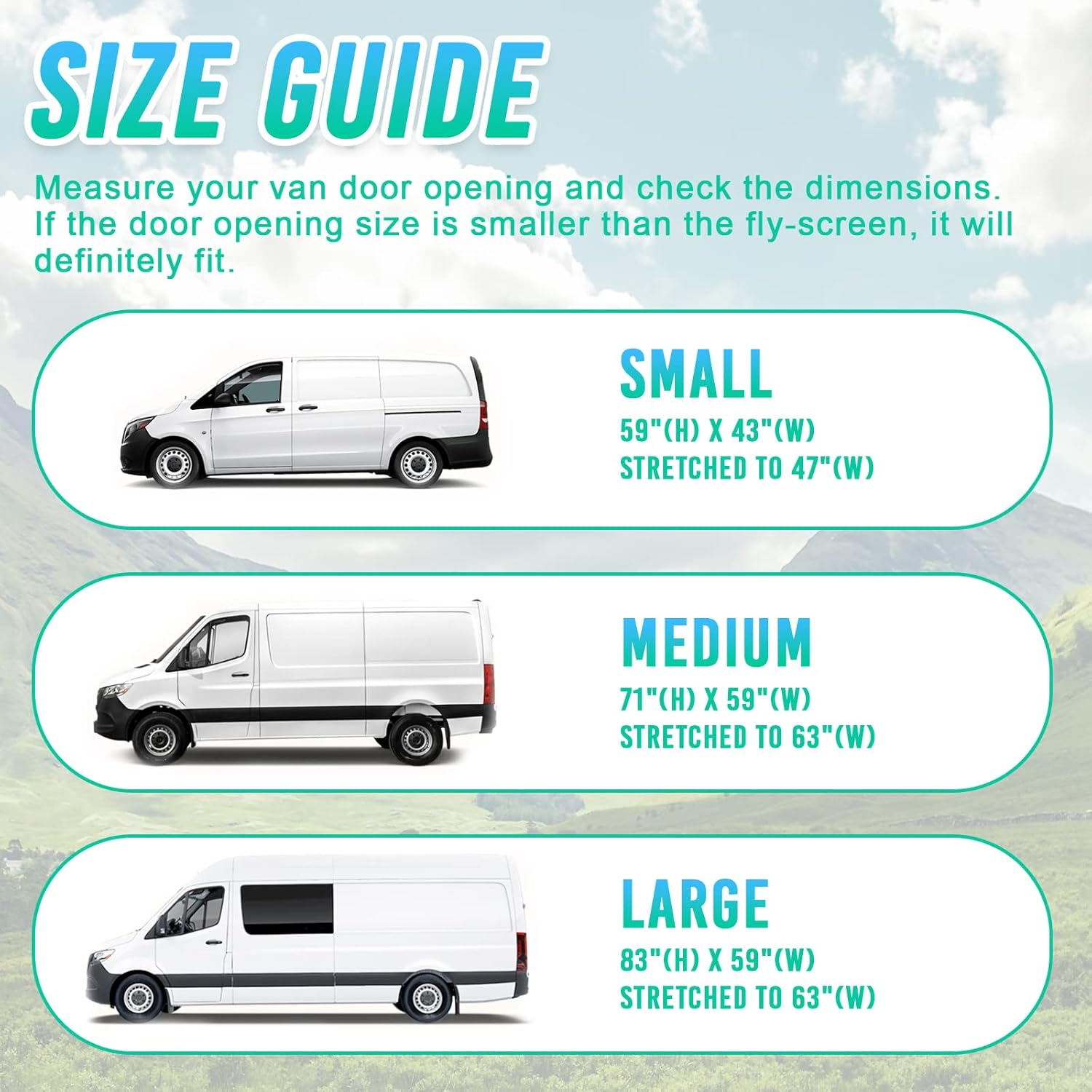 BLACKHORSE-RACING Magnetic Van Bug Fly Screen Replacement for Mercedes Sprinter Vans and Other Campervans, Magnetic Mosquito Net for Motorhome RV Sliding Door Van Screen Bug Mesh - Small image number 6