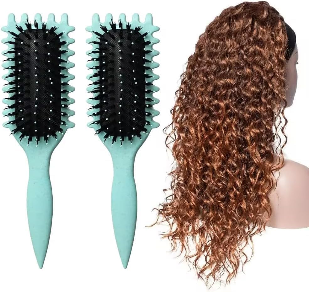 Curly Hair Brush, Curl Define Styling Brush,New Curly Hair Brush for Detangling for Combing (Green-2Pack) image number 2
