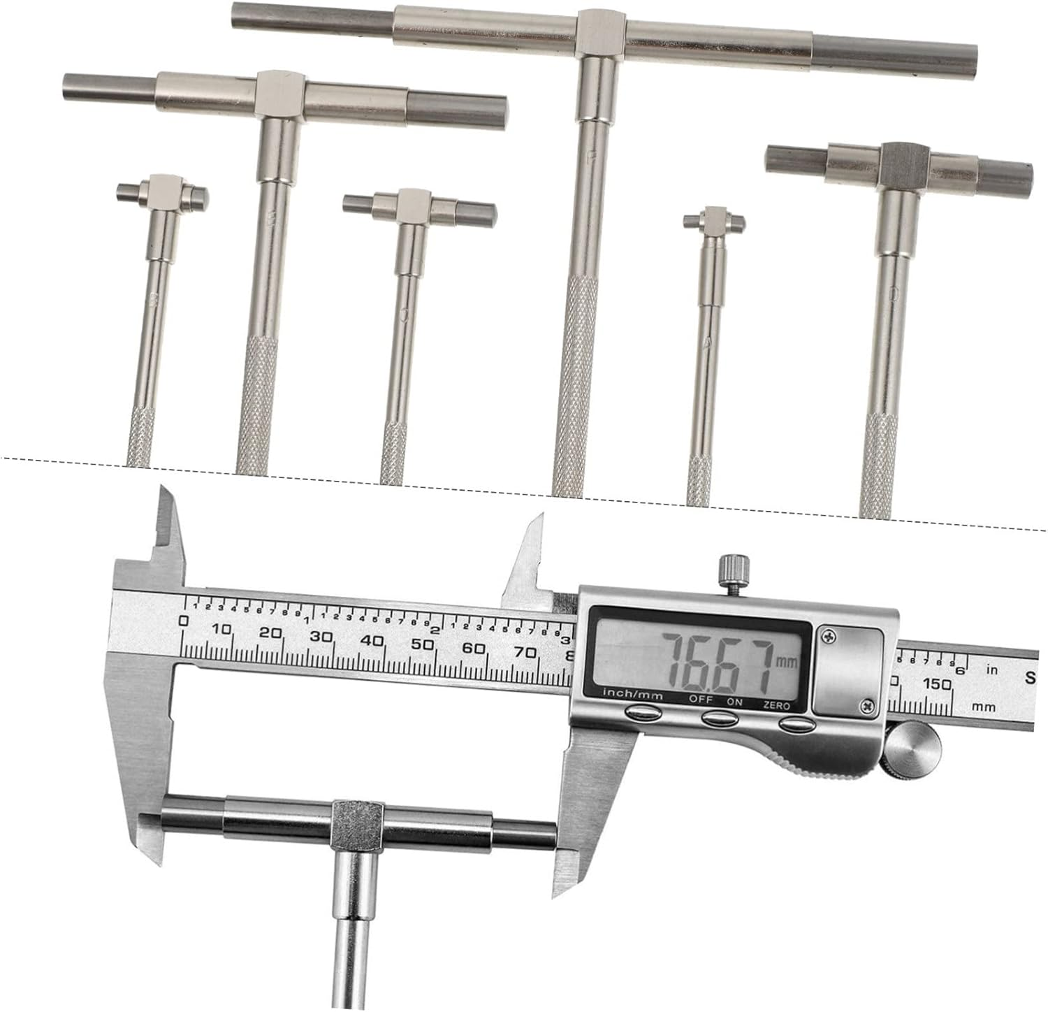 CHILDWEET 6Pcs Stainless Steel Telescopic Bore Gauge Set 8-150Mm High Precision Hole Gauge Kit Pouch for Accurate Internal Diameter Measurement image number 2