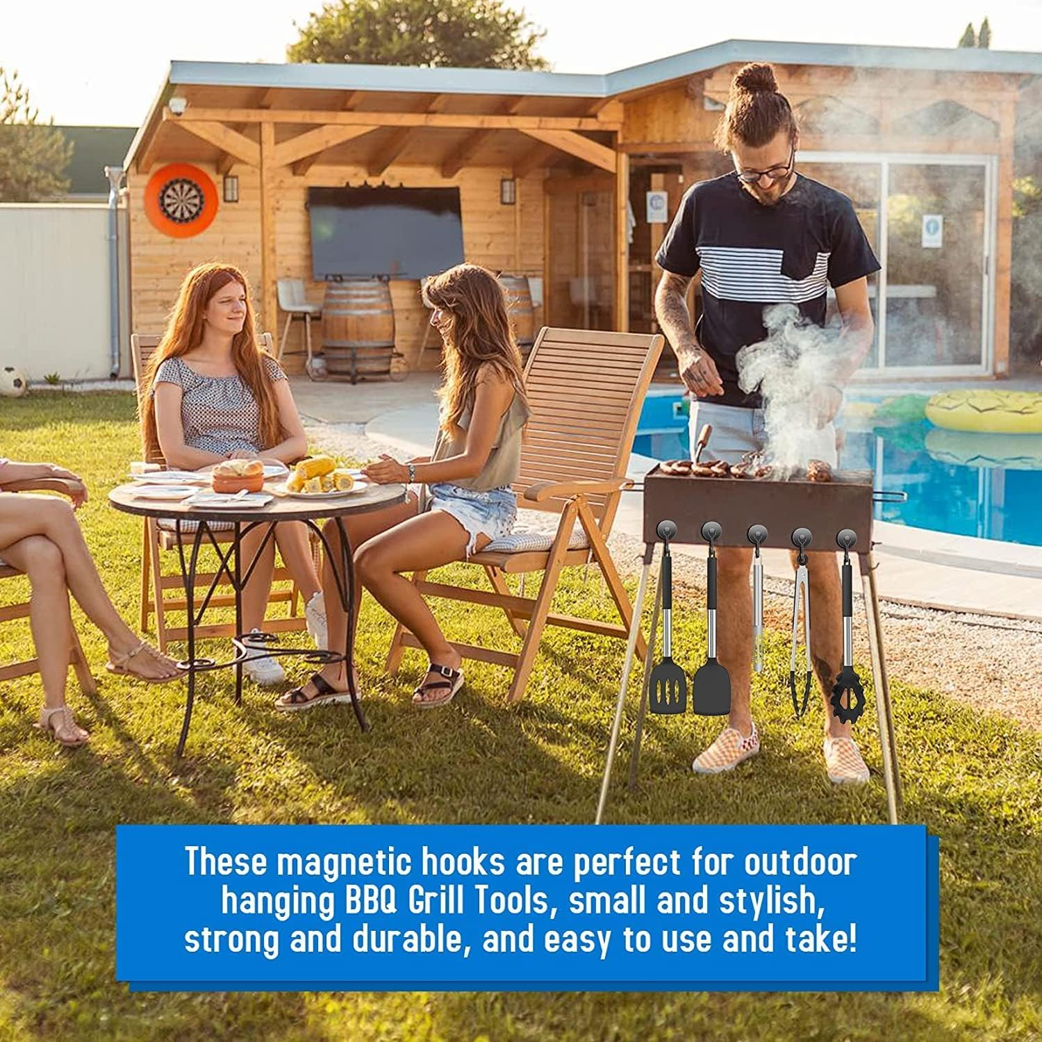 Grtard 10 Pack Black Magnetic Hooks 35 LBS Heavy Duty Neodymium Magnet Hook, Strong Swivel Swing Magnetic Hooks, Magnet with Hooks for Hanging, Home, Office, Classroom, Locker, Workplace image number 4