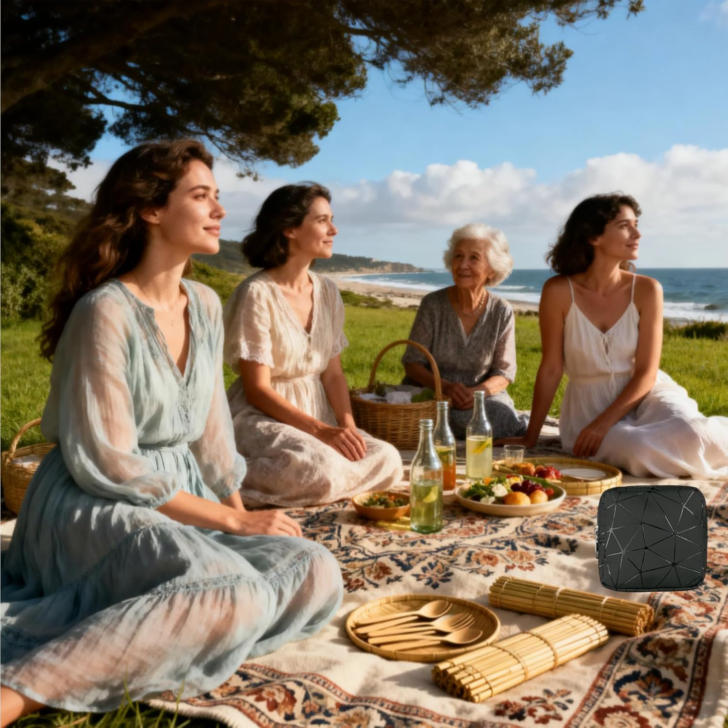 Abeillo 2PCS Reusable Waterproof Sanitary Napkin Storage Bag,Small Tampon Holder Bag，For Keys, Headphones, Change,Purse,For Tampons/Pads/Menstrual Cup Feminine Care for Teen Girls(Pink&Black) image number 1