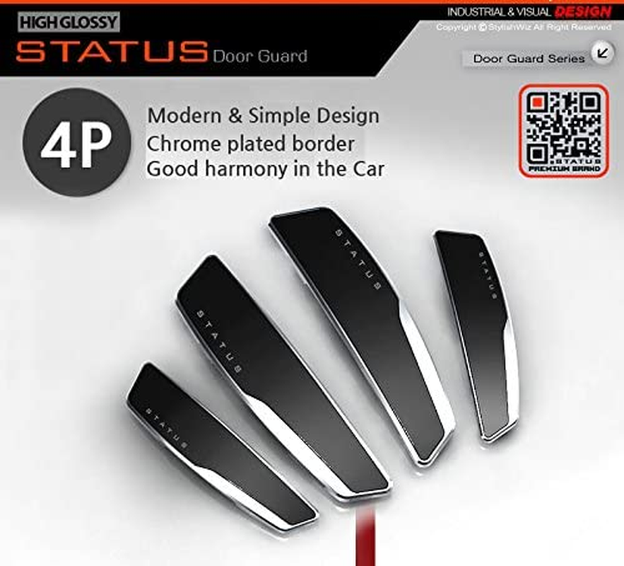 4 Pcs Status High Glossy Slim Door Edge Guards Bumper Protector Trim Guard Sticker Molding Black Color for Motors (Silver)