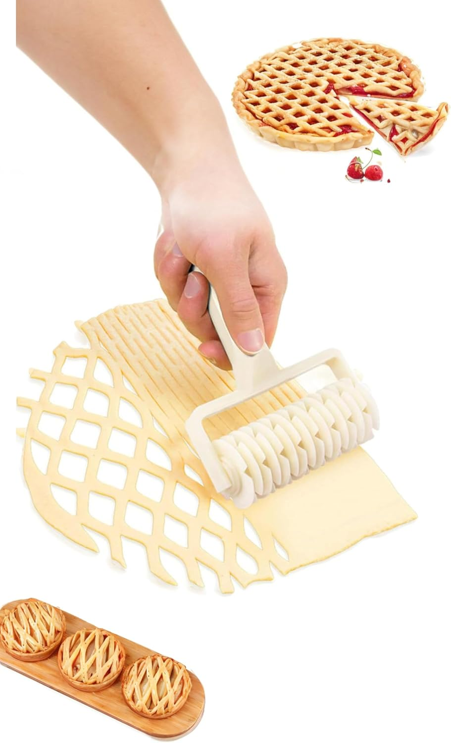 Honwor Time-Saving Dough Lattice Roller Cutter - Effortless Pie, Pizza, & Biscuit Crusts | Essential Kitchen Gadget for Bakers image number 5