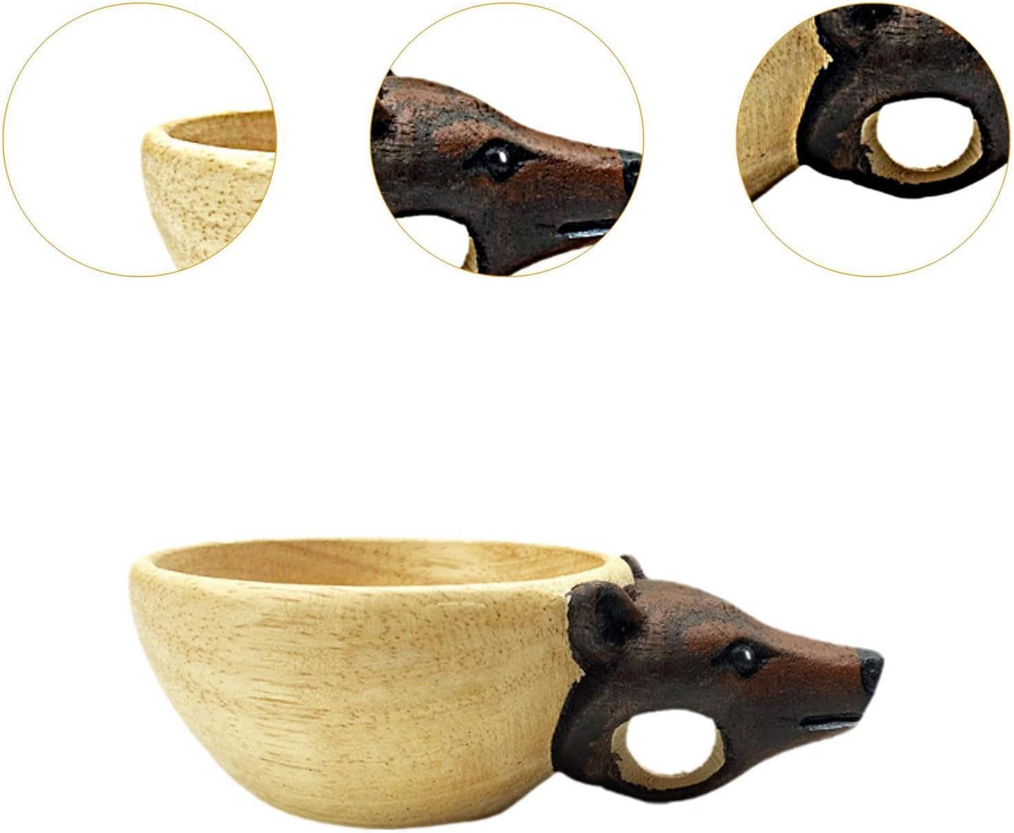 Wooden Cup Animal Water Cup Tea Cup Camping Mug Animal Shaped Hand Carved Cup Wooden Mug for Hiking Indoor Outdoor Travelers, Bear image number 4