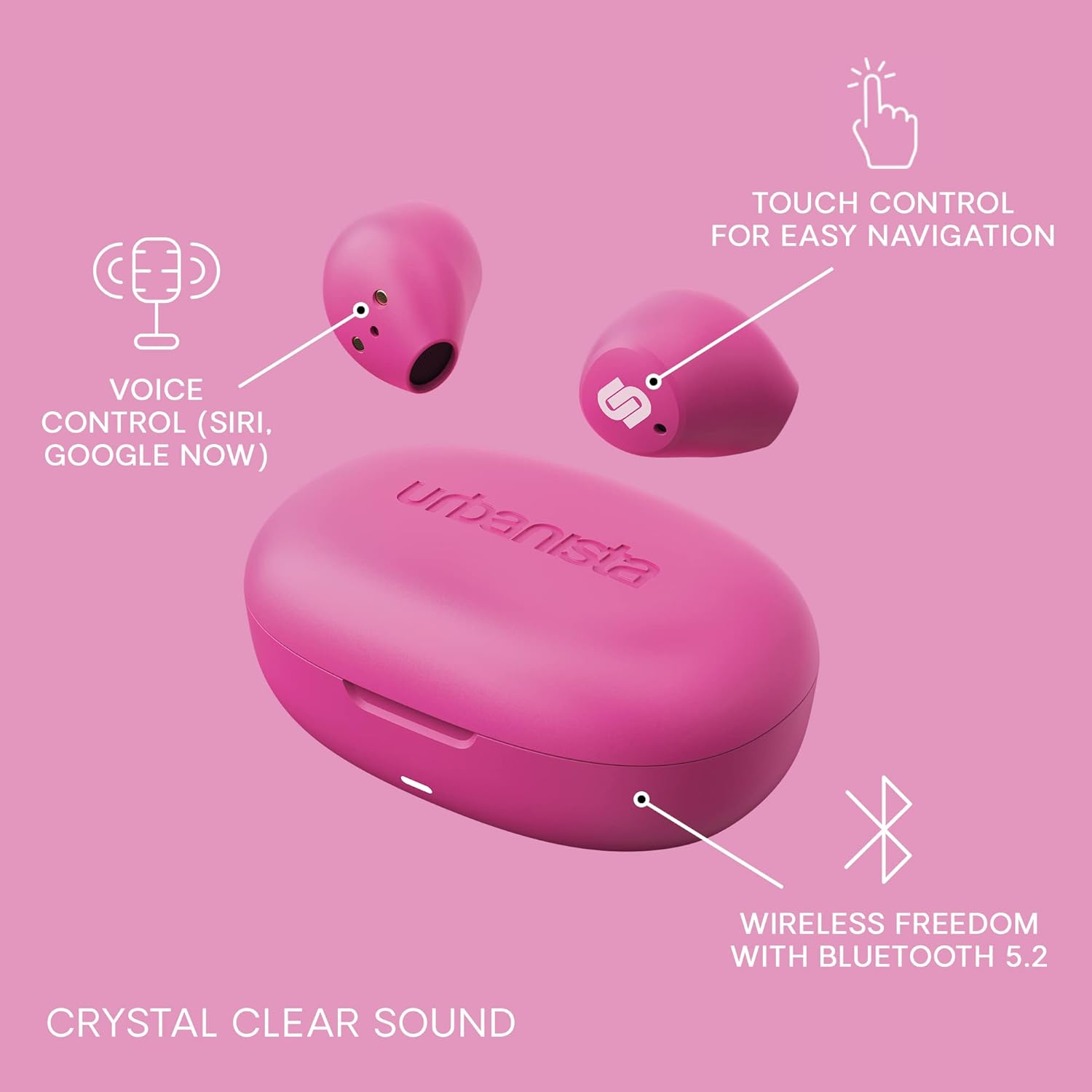 Urbanista Lisbon True Wireless In-Ear Headphones, Blush Pink