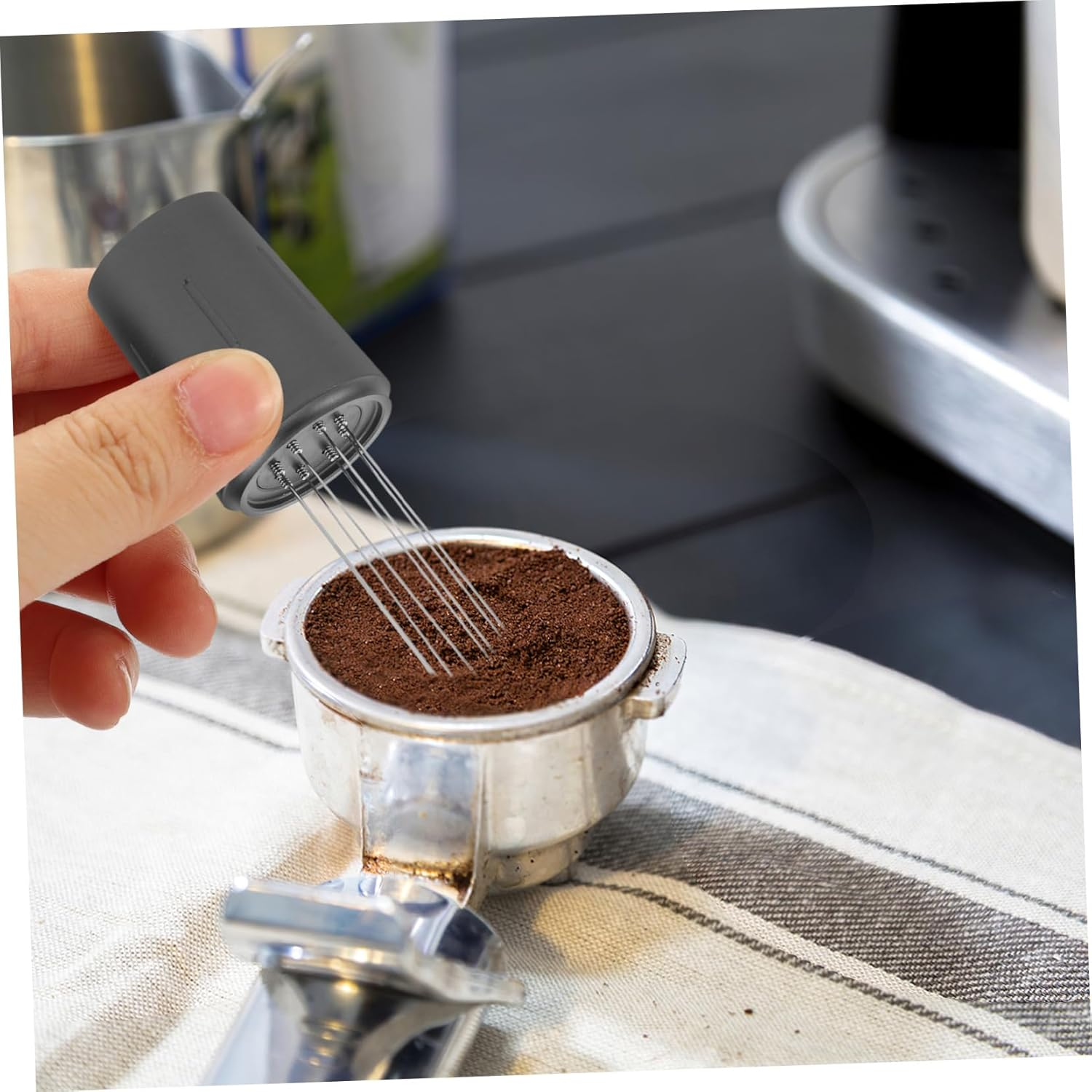 FONDOTIN Espresso Stirrer Tool with Needles Stainless Distribution Whisk for Even Mixing for Espresso Machines Tea and Fine Powders User-Friendly image number 2