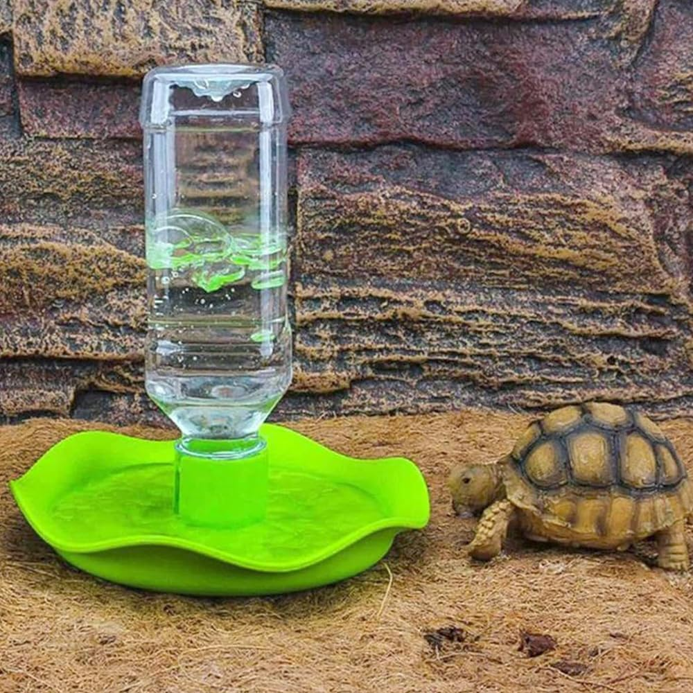 NUZAMAS Automatic Reptile Feeder Tortoises Dispenser with Bottle Reptile Water Dispenser Water Bowl Feeding Dish Feeding Accessories for Lizards Green image number 3