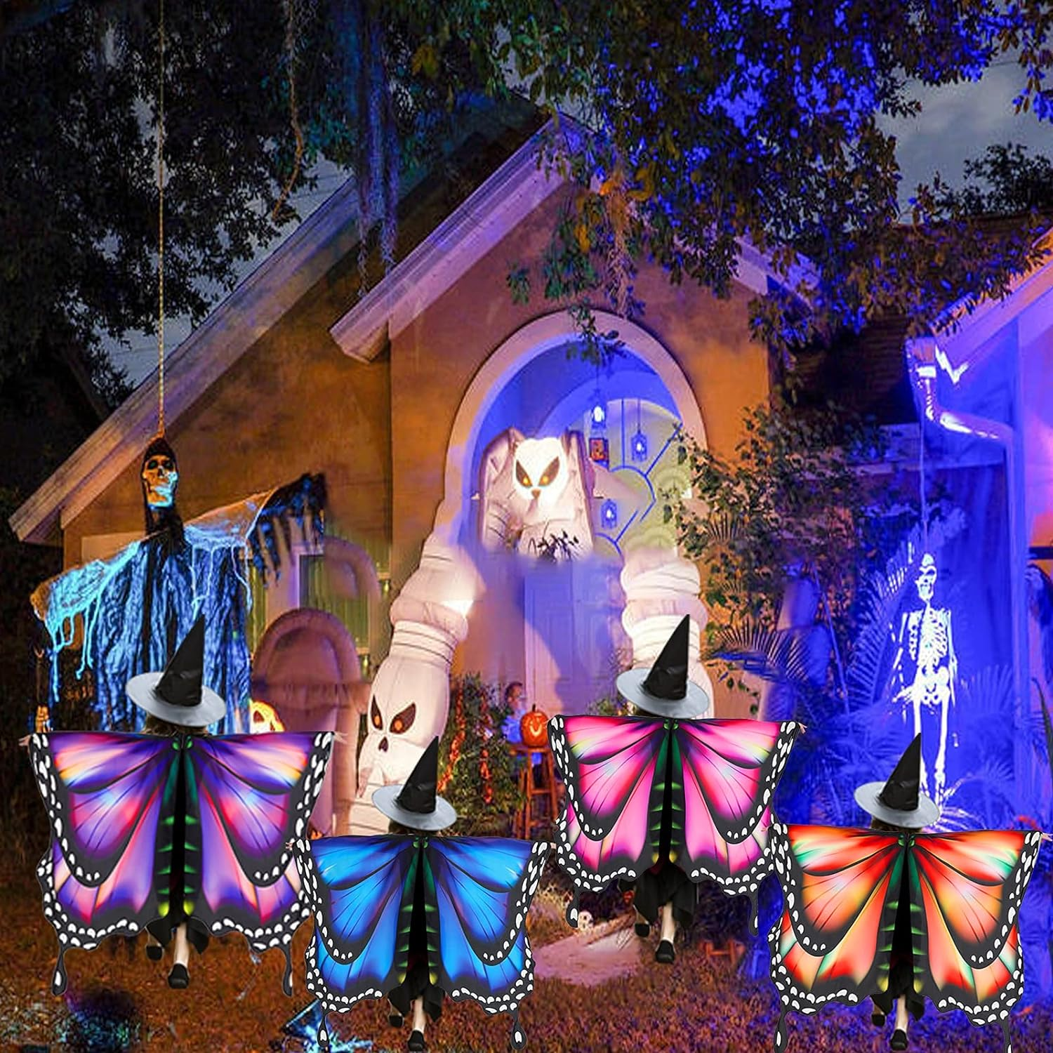 Butterfly Wings for Girls Butterfly Halloween Costume for Girls Butterfly Fairy Wings Shawl with Mask and Antenna Headband