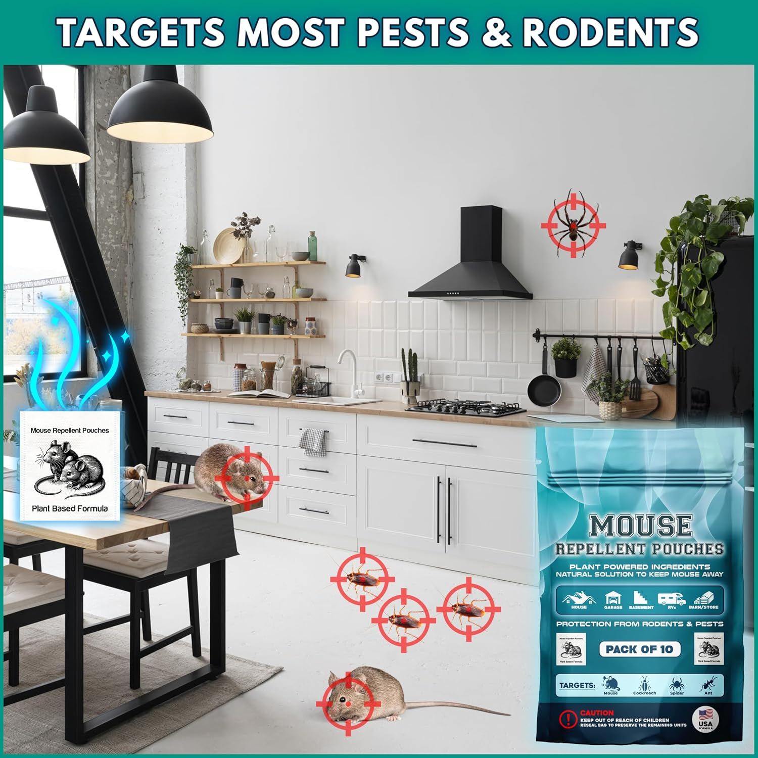 Extra Strong 12Pack Vamoose Mouse Repellent Pouches Botanical Rodent Repellent Indoor Rat Deterrent Outdoor Vamoose Rodent-Repelling Pouches Mice Deterrents for Home Attic/Office/Shed/Barn/Storage/Rv image number 4