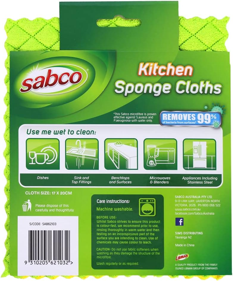 Sabco Professional Premium SAB62103 Kitchen Sponge Cloths (Pack of 2) image number 2