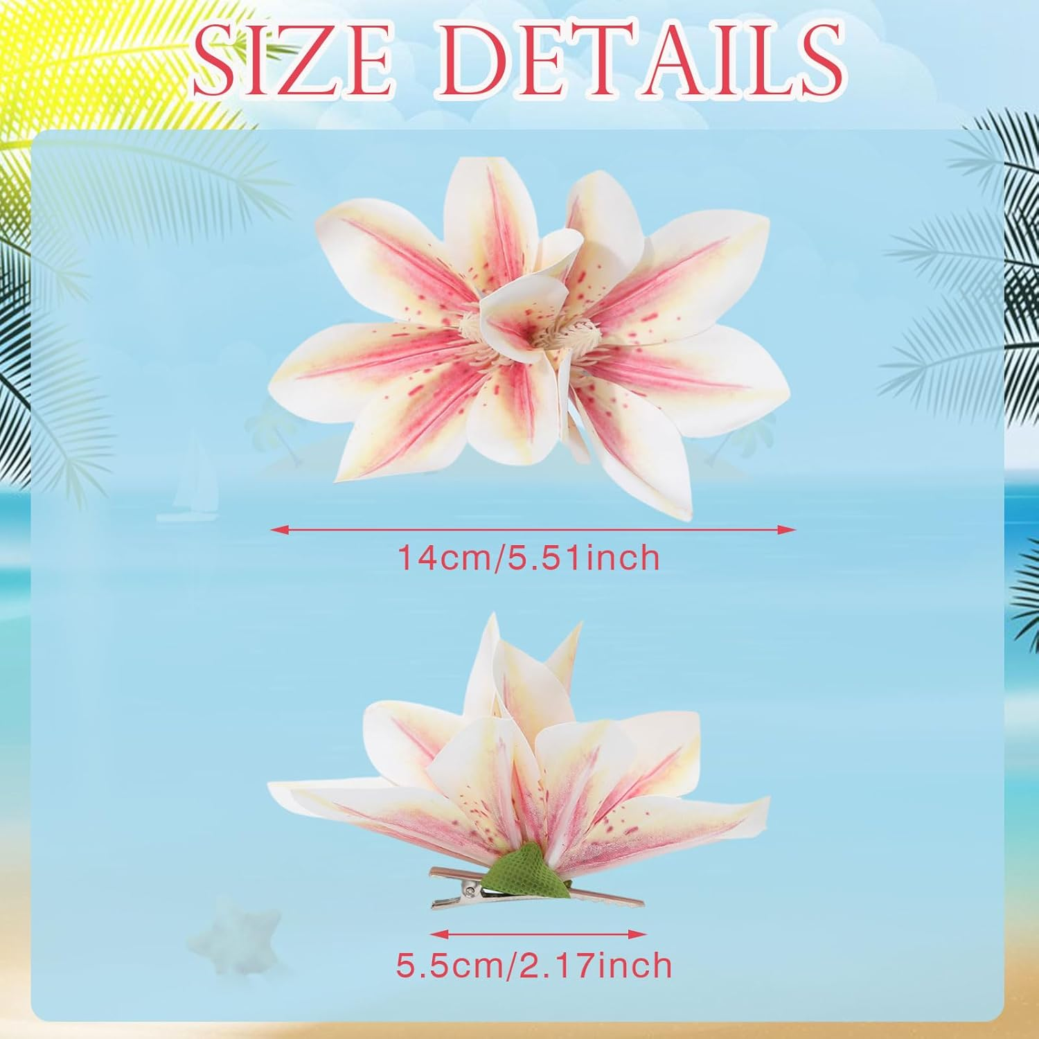 Hawaii Hair Accessories, 3 Pieces Hair Flowers, Hawaiian Flower Hair Clips, Flowers Hair Clip, Flowers for Hair, Hawaiian Flower Hair Accessories, Artificial Flowers Clips, for Summer Holidays by The image number 6
