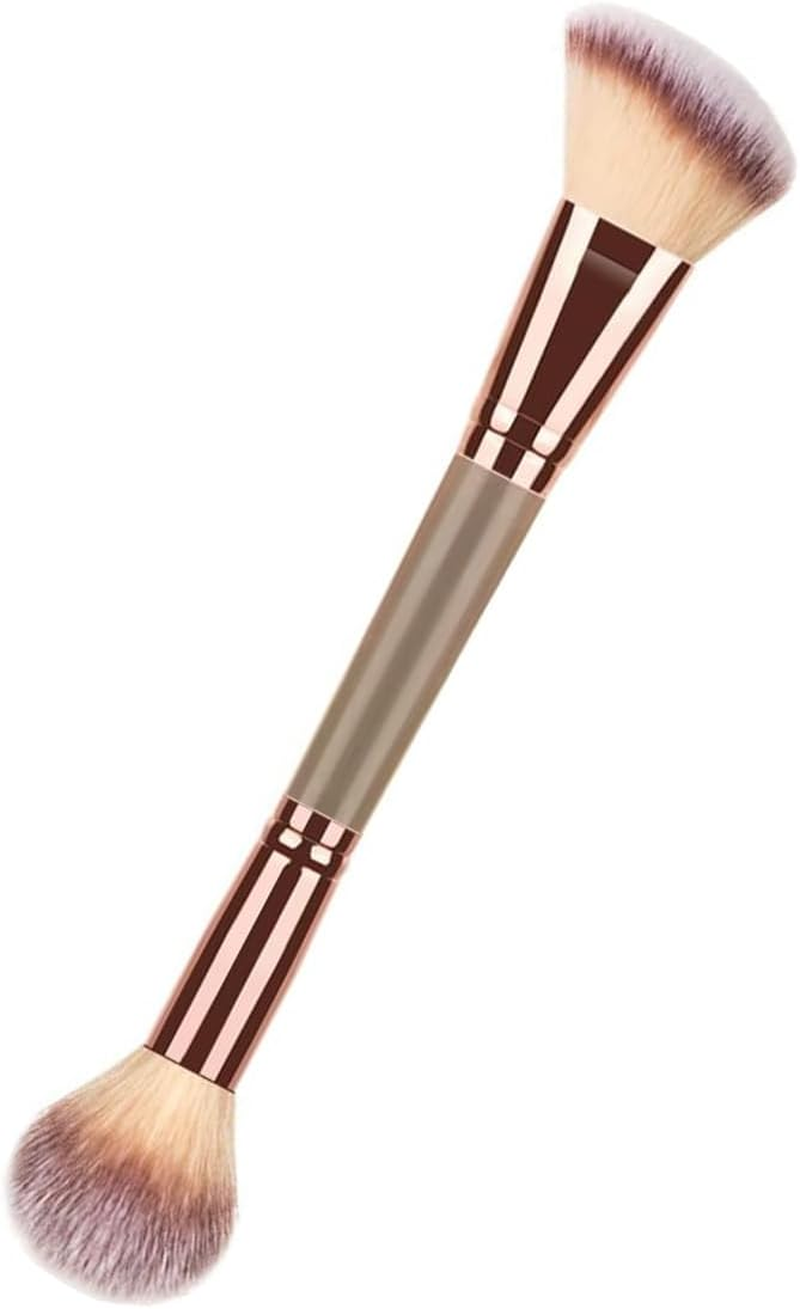 ZXUY Double-Ended Makeup Brush,Face Makeup Brush Foundation Blush Brushes Kabuki Magic High-Density Brush Multifunctional Base Makeup Brush Tool (Rose Gold)