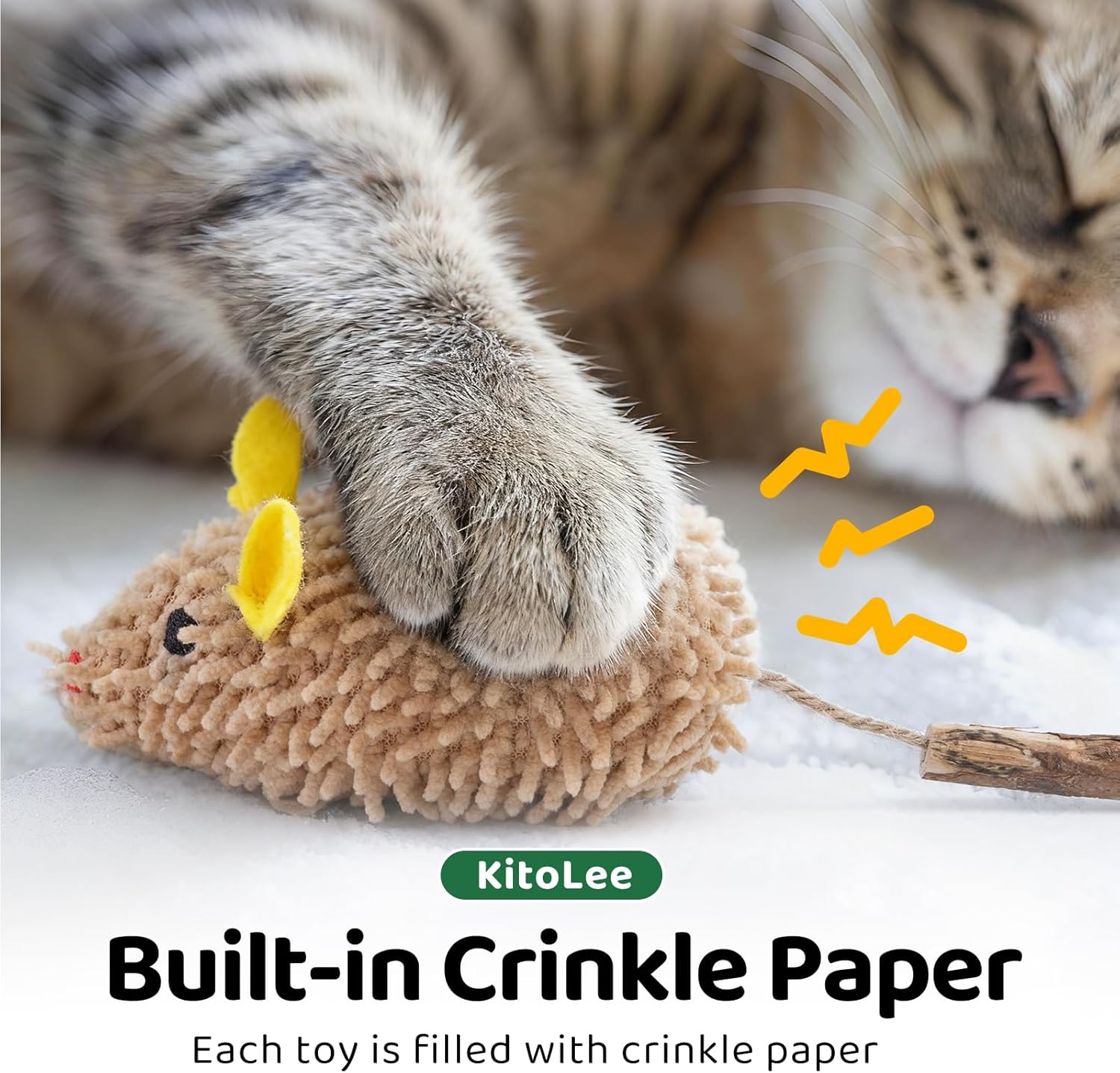 Interactive Plush Cat Toys Catnip Toys for Indoor Adult Kittens Cat Chew Toy for Teeth Cleaning Bite-Resistant Plush Caterpillar,Mouse,Hedgehog Design, Dental Health Benefits (3 PCS) image number 5