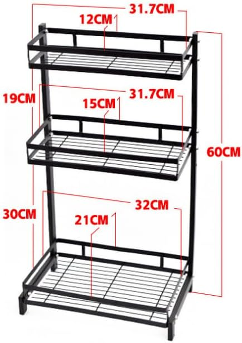 Kitchen Countertop Organiser 3-Level Kitchen Rack, Metal Spice Rack Countertop, Kitchen Shelf under Sink Organiser, Kitchen Bench Top Organiser Kitchen Top Organizer Shelves - Spice Jars Bottle-Black image number 3