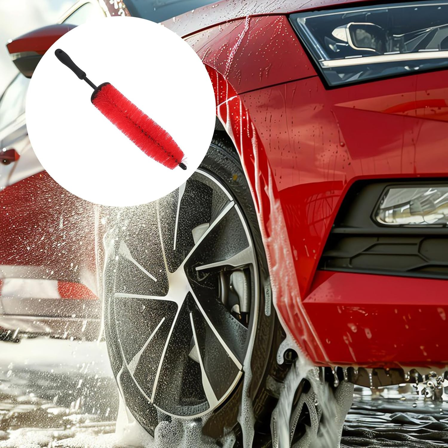 Parliky Ergonomic Car Wheel Cleaning Brush for Vehicle Wash Iron PP Materials Versatile Tire and Rim Cleaner for Thorough Automotive Detailing and Reach Areas image number 3