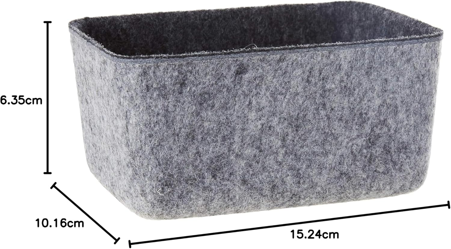 Three by Three Seattle Felt&middot;Like&middot;It! 6X4X2.5 Inch Felt Storage Bin for Office, Craft Room, Classroom, Living Room, Bedroom Storage (Charcoal) image number 3