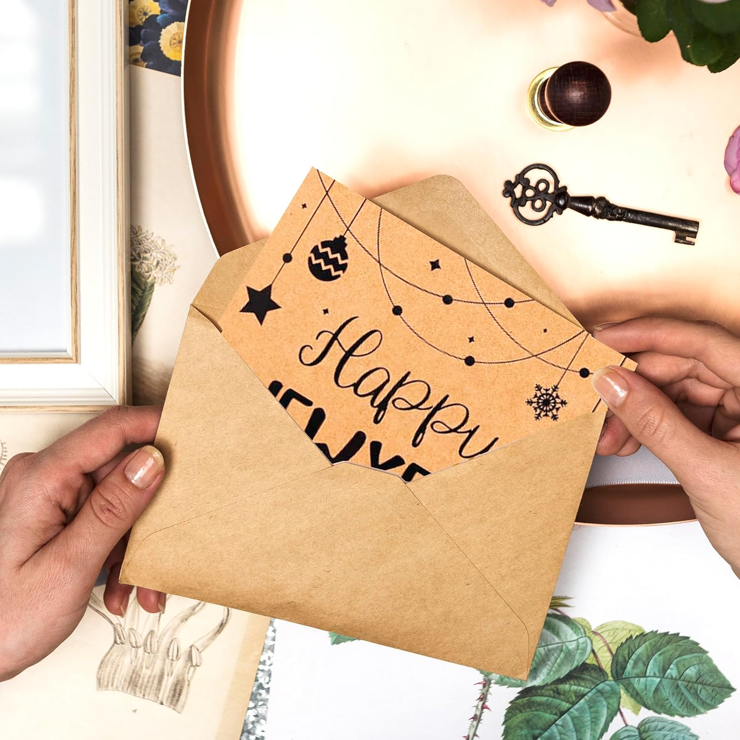 100 Pack Blank Cards with Envelopes 5X7 Inch, Bulk Kraft Paper Greeting Cards for DIY Card Making, Wedding, Birthday, All Occasions image number 2