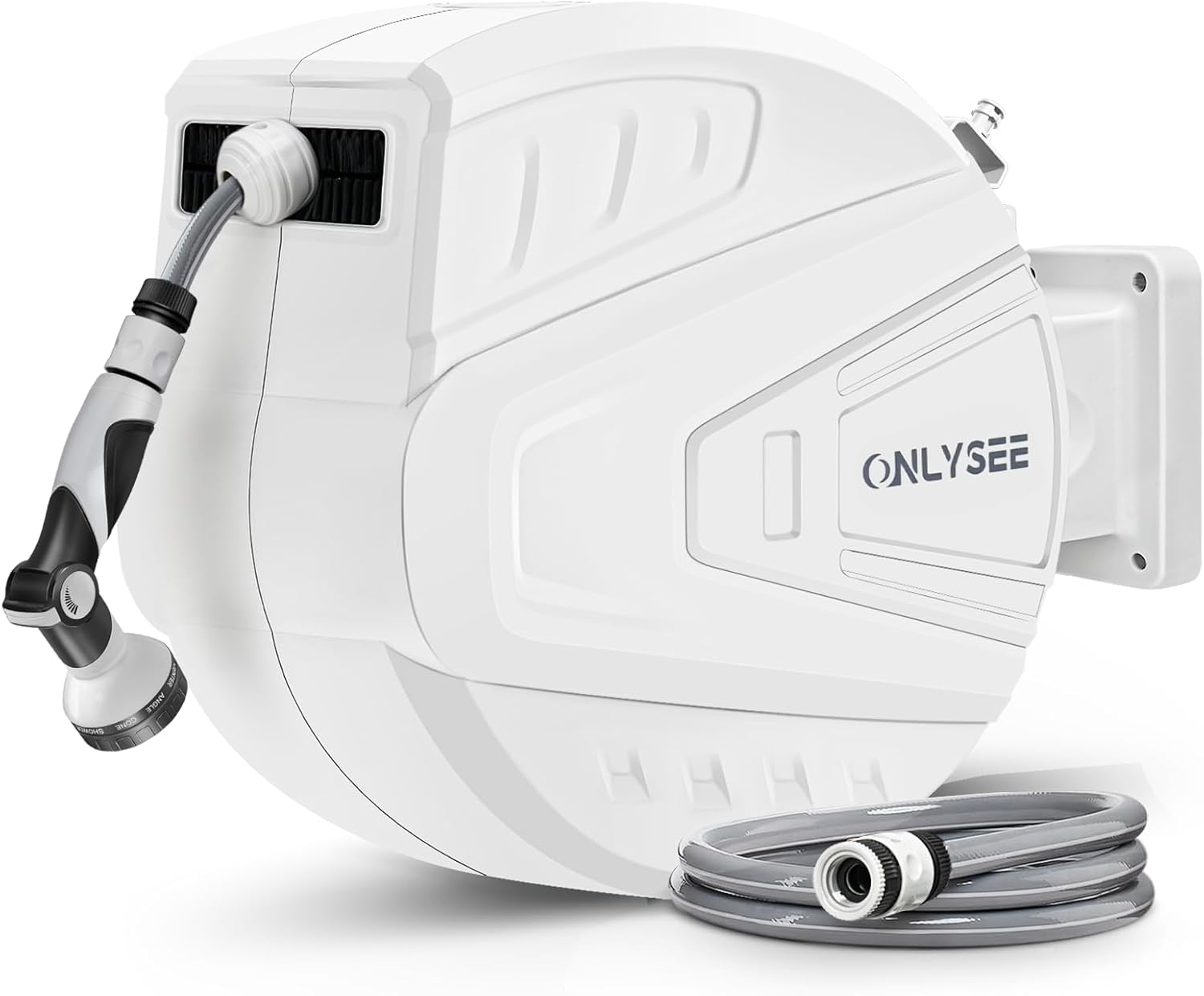 Retractable Garden Hose Reel,30M Garden Hose Reel Wall Wounted,Self-Locking System/Auto Rewind/Wall Loumted/180"Swivel Bracket/Multi-Function Spray Nozzle for Garden Lawn Garage Watering