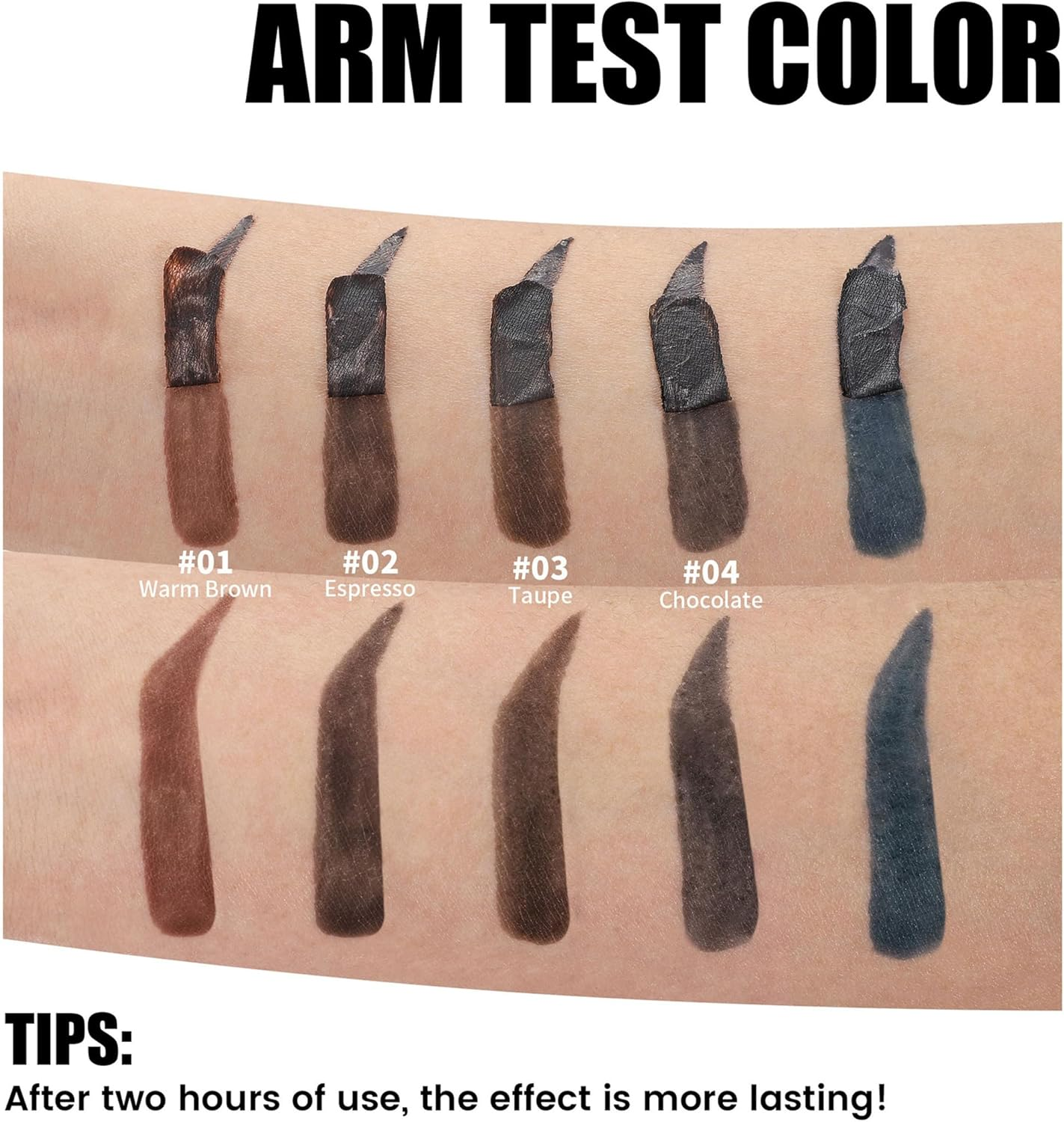 Erinde Peel off Tattoo Eyebrow Gel, Long Lasting & Waterproof Eyebrow Tinted Stain, Smudge Proof Transfer-Proof Brow Gel, Matte Natural Brow Tint Cream, Eye Brow Dye Makeup for Women with Brush, 02 - 02 image number 6